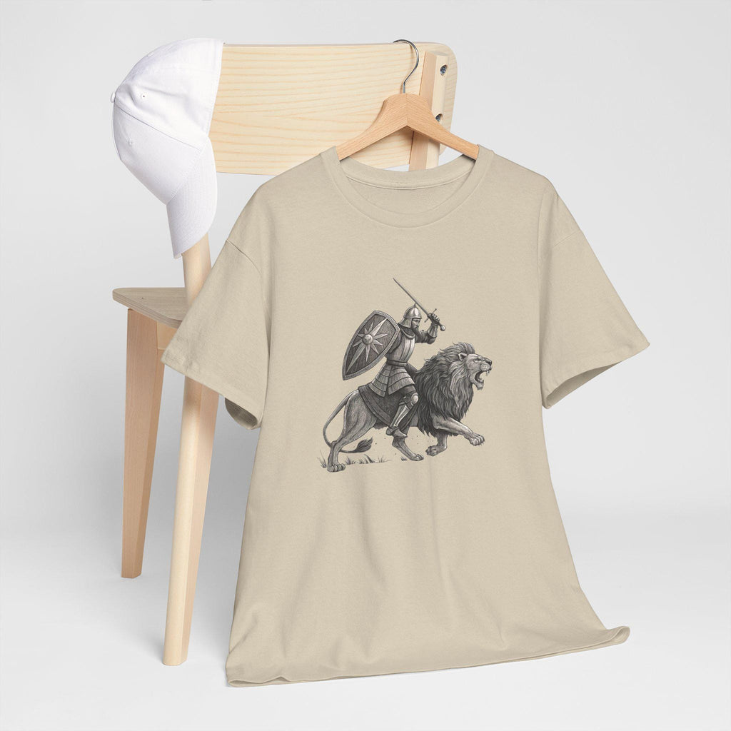 Knight and Lion Graphic Tee: Medieval Fantasy Unisex T-Shirt