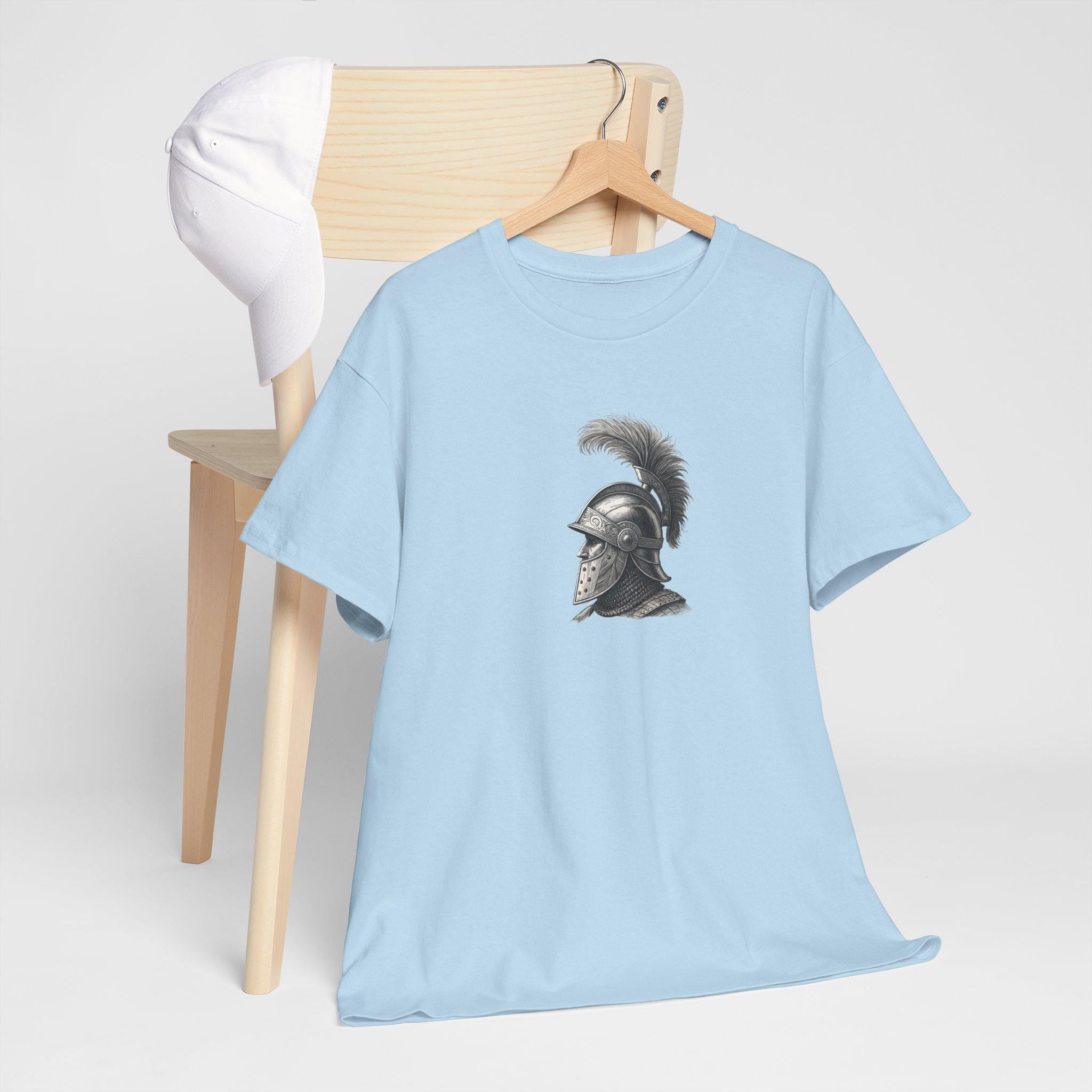 Knight's Plumed Helmet Graphic Tee: Medieval Warrior Cotton T-Shirt
