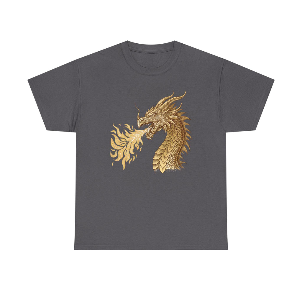 Golden Dragon Head Graphic Tee: Medieval Gothic Fantasy Shirt