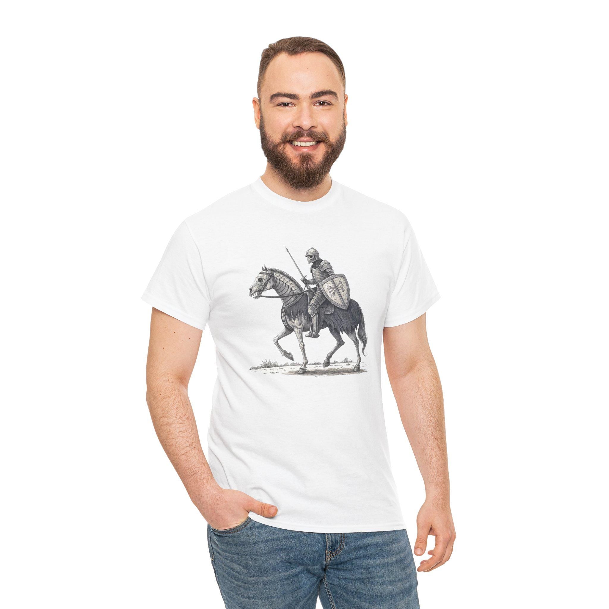 Undead Knight & Horse Graphic Tee: Fantasy Gothic T-Shirt