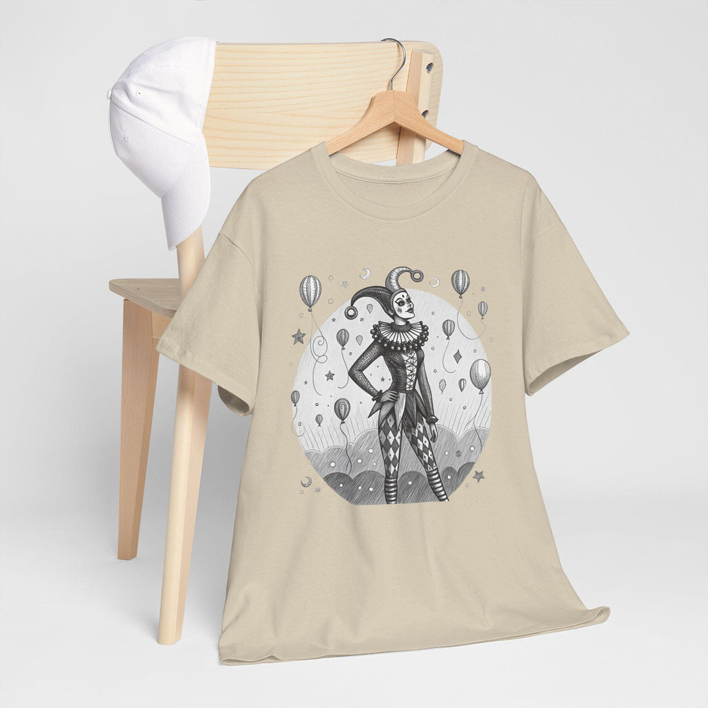 Female Harlequin Jester Graphic Tee: Medieval Renaissance Costume