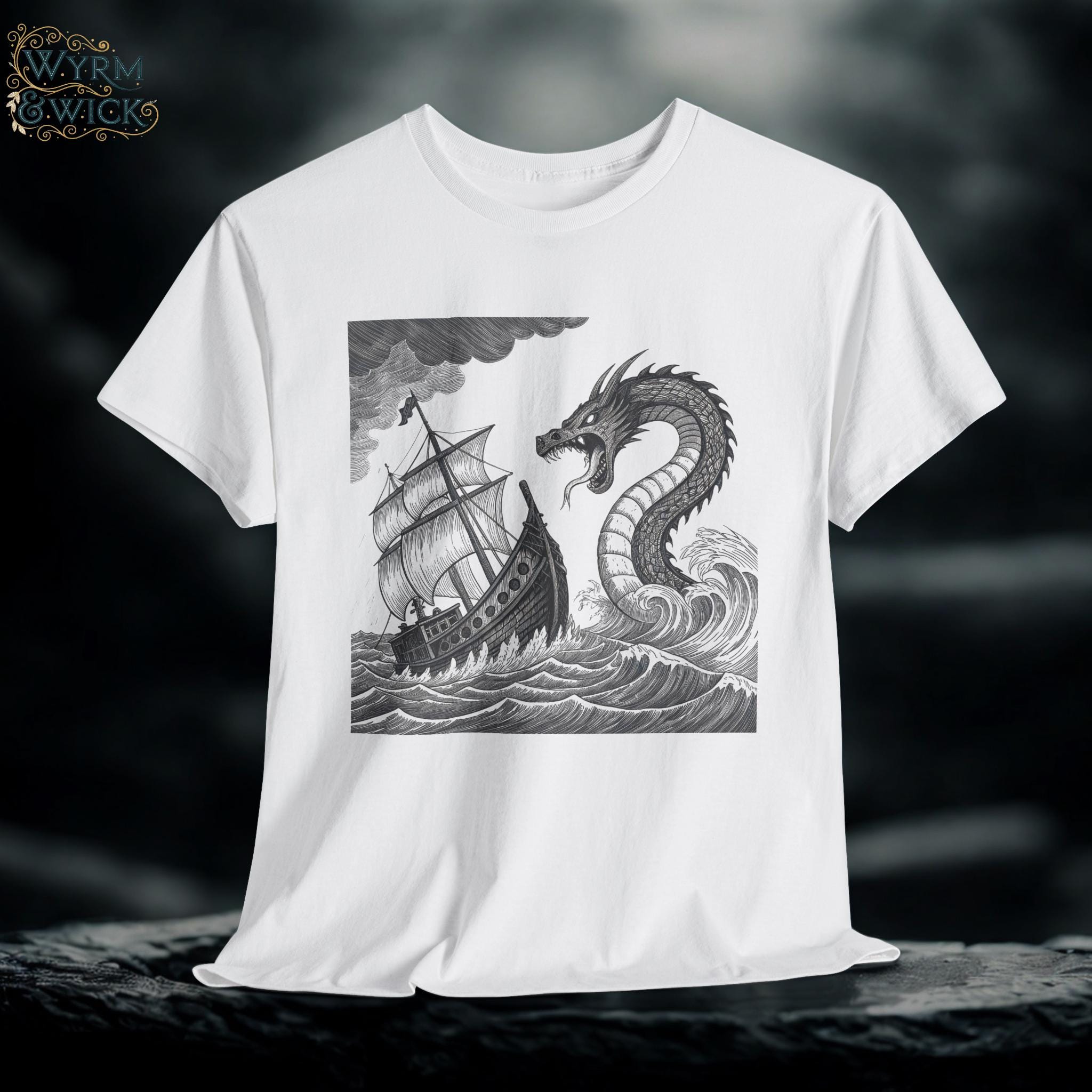 Sea Serpent Graphic Tee: Mythical Ocean Adventure Shirt