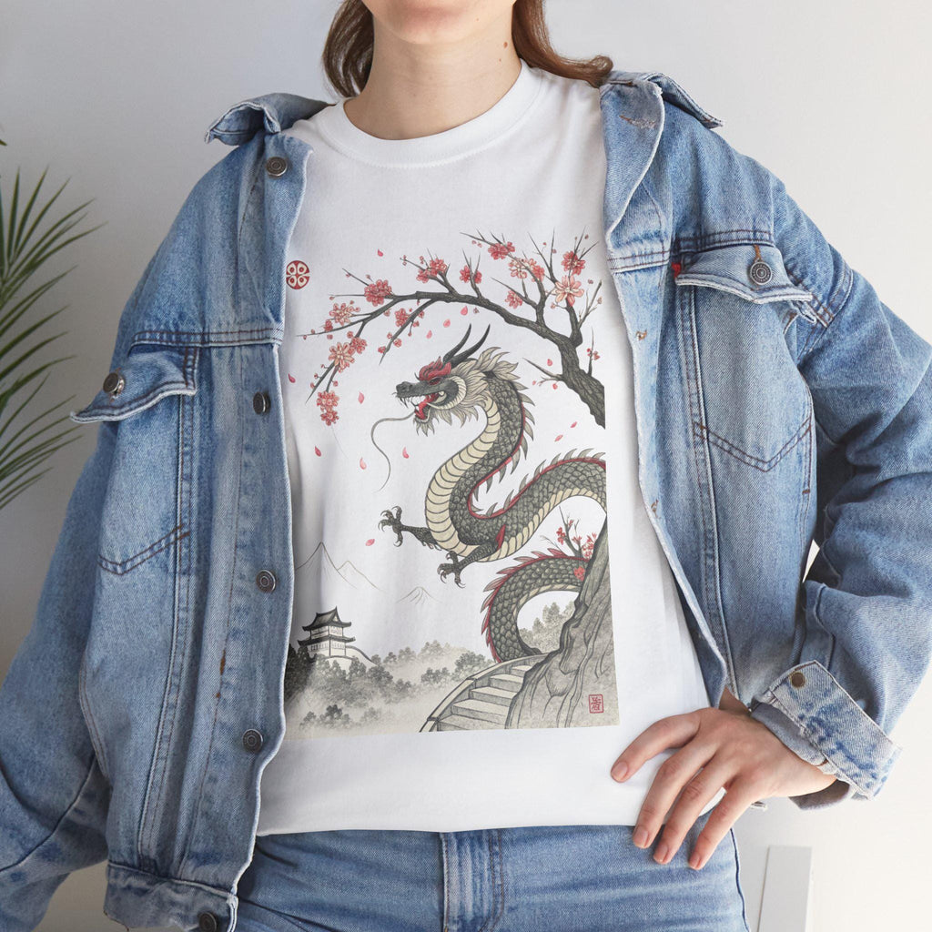 Vintage Japanese Dragon Graphic Tee: Retro Fantasy Shirt