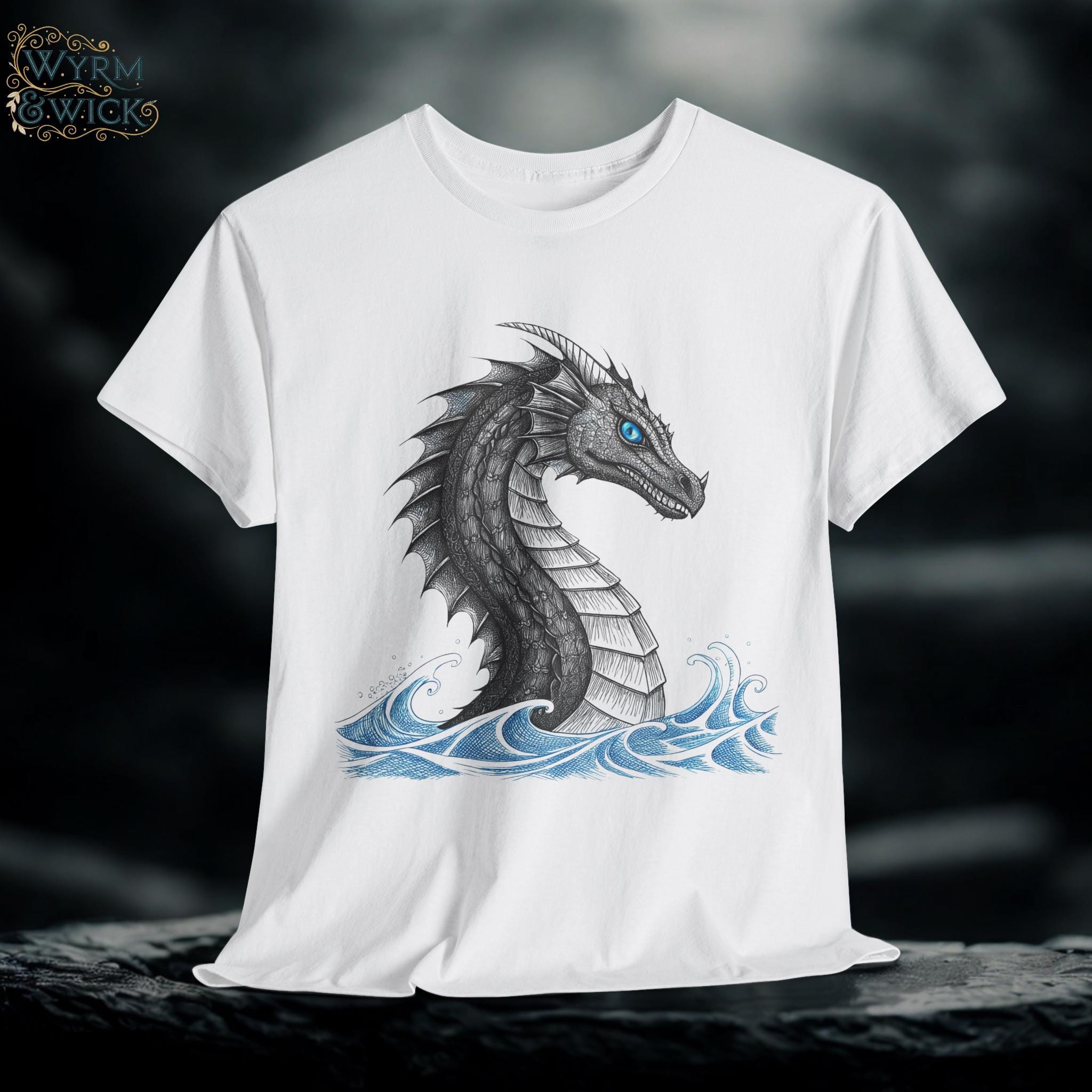 Sea Serpent Graphic Tee: Medieval Fantasy Cotton T-Shirt