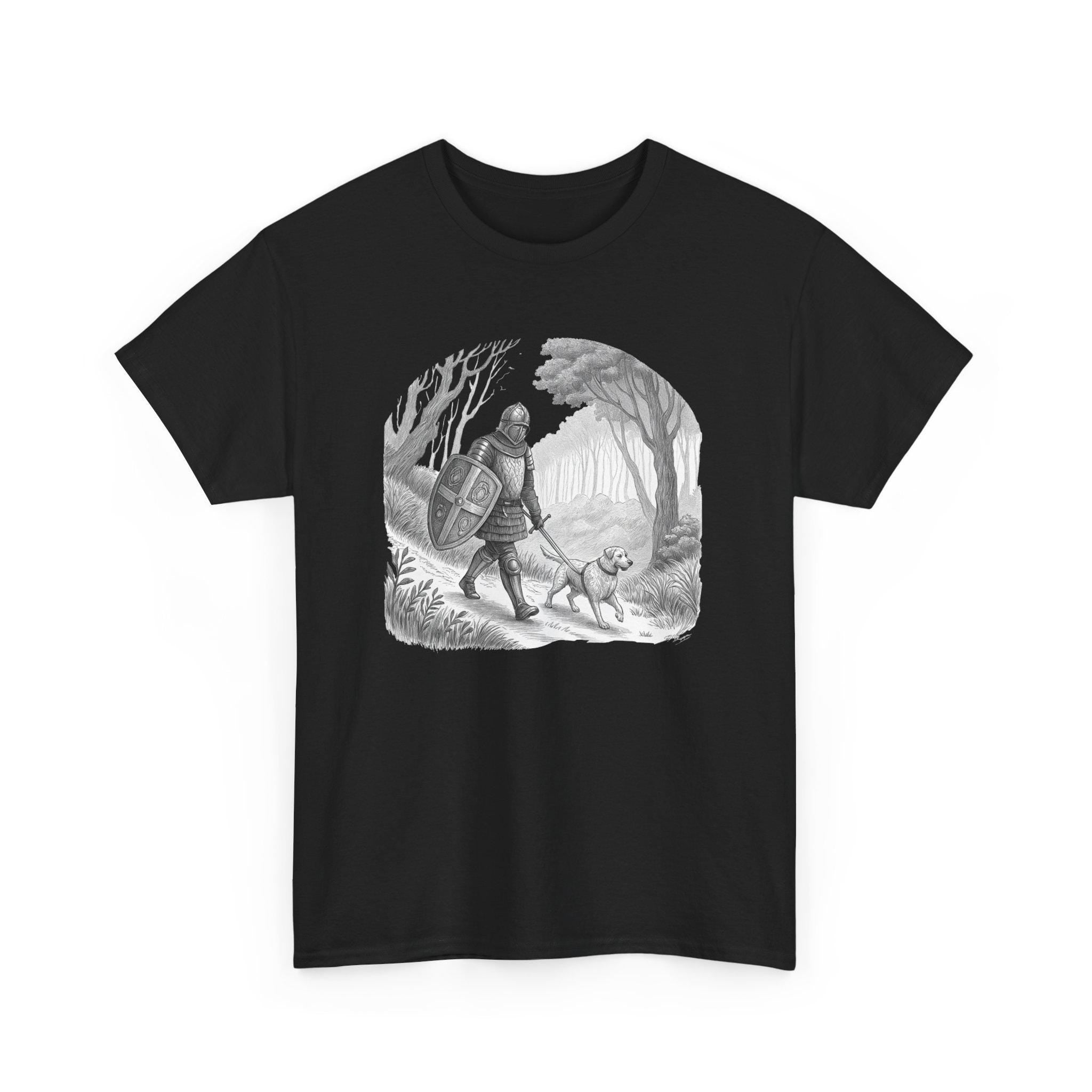 Knight and Companion Graphic Tee: Medieval Fantasy Unisex Shirt