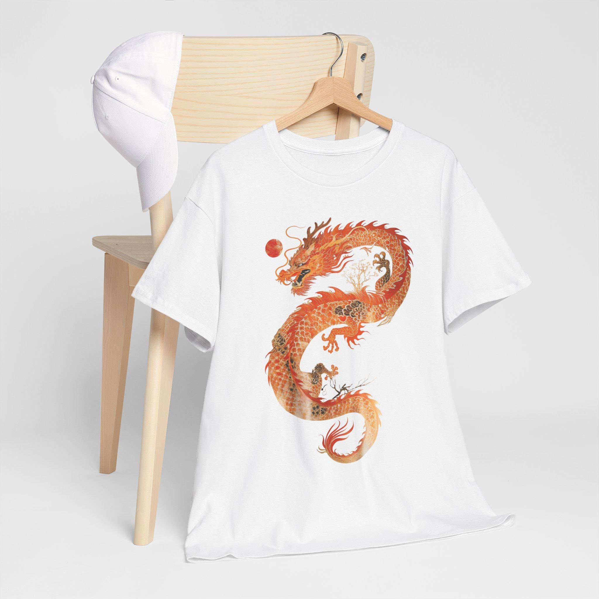 Japanese Dragon Graphic Tee: Mythical Fire-Breathing Unisex T-Shirt