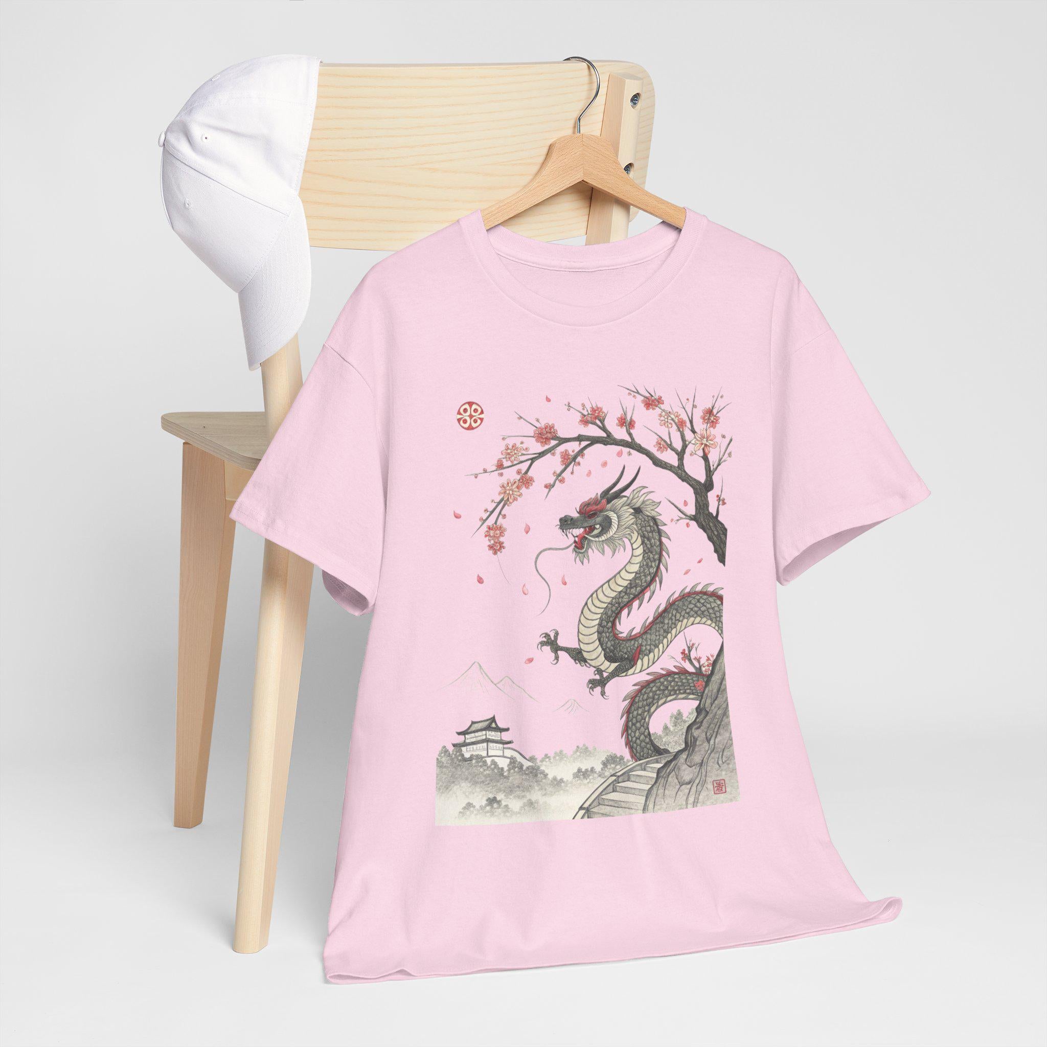 Vintage Japanese Dragon Graphic Tee: Retro Fantasy Shirt