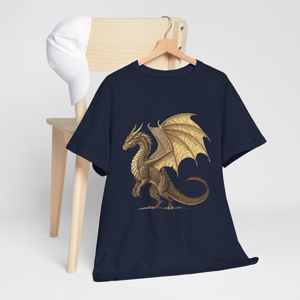 Golden Dragon Graphic Tee: Medieval Fantasy Shirt