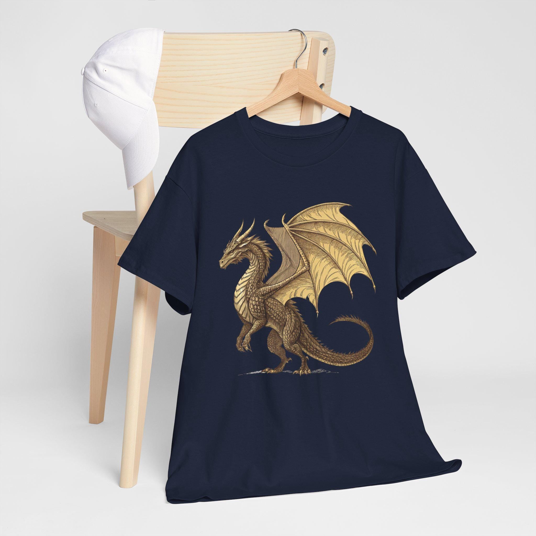 Golden Dragon Graphic Tee: Medieval Fantasy Shirt