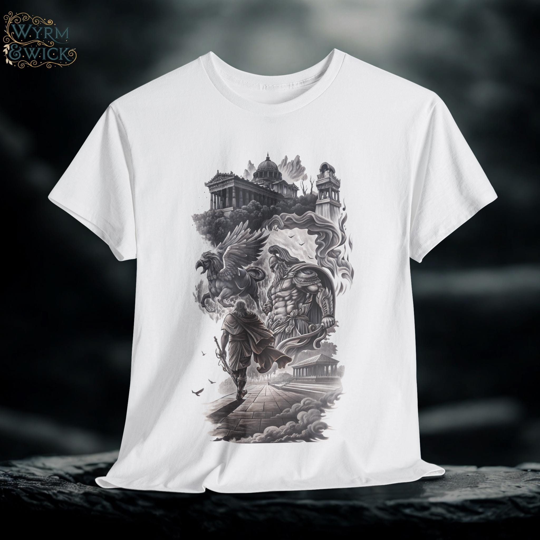 Greek Mythology Gothic Tattoo T-Shirt, Unisex Tee, Graphic Print Shirt, Mythical Clothing, Unique Apparel