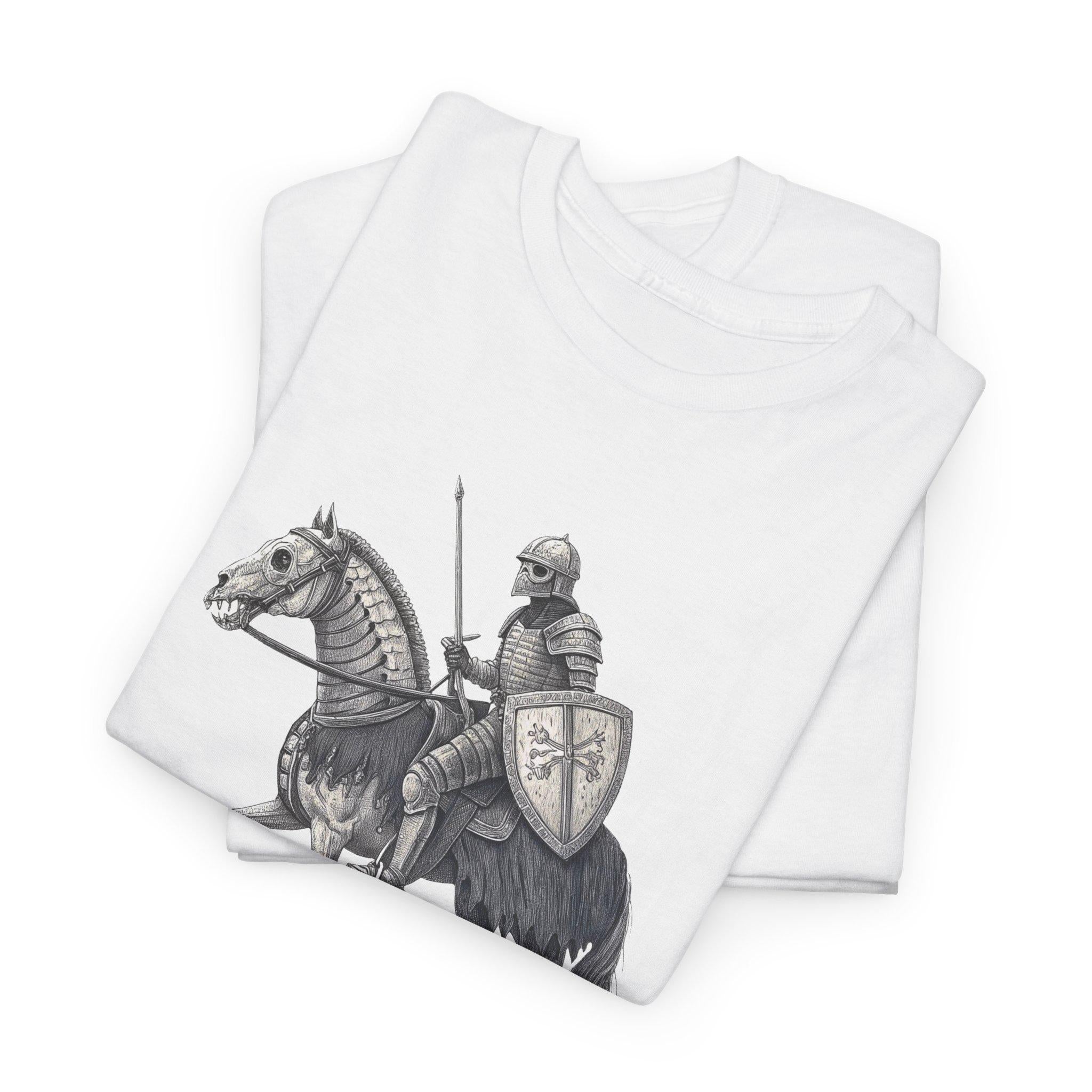 Undead Knight & Horse Graphic Tee: Fantasy Gothic T-Shirt