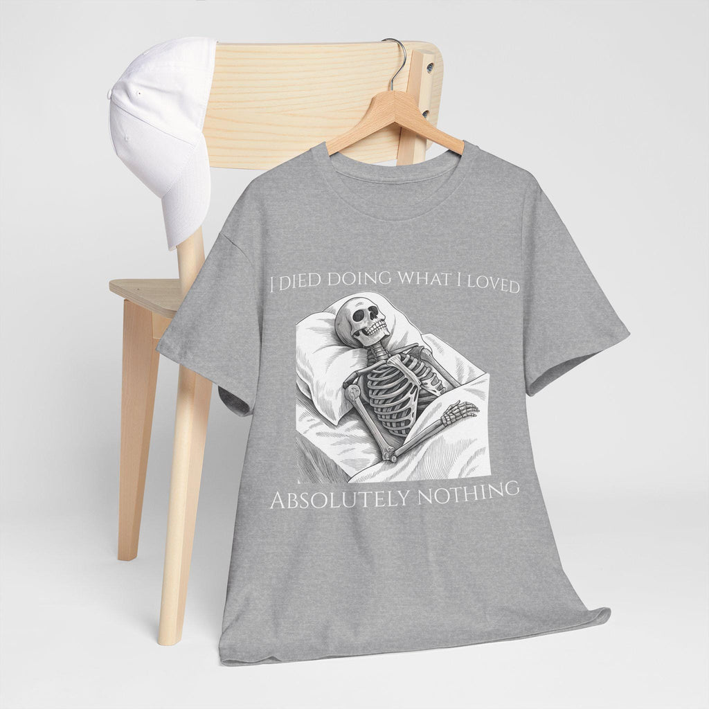 Funny Gothic Skeleton Graphic T-Shirt: Dark Humor Novelty Tee