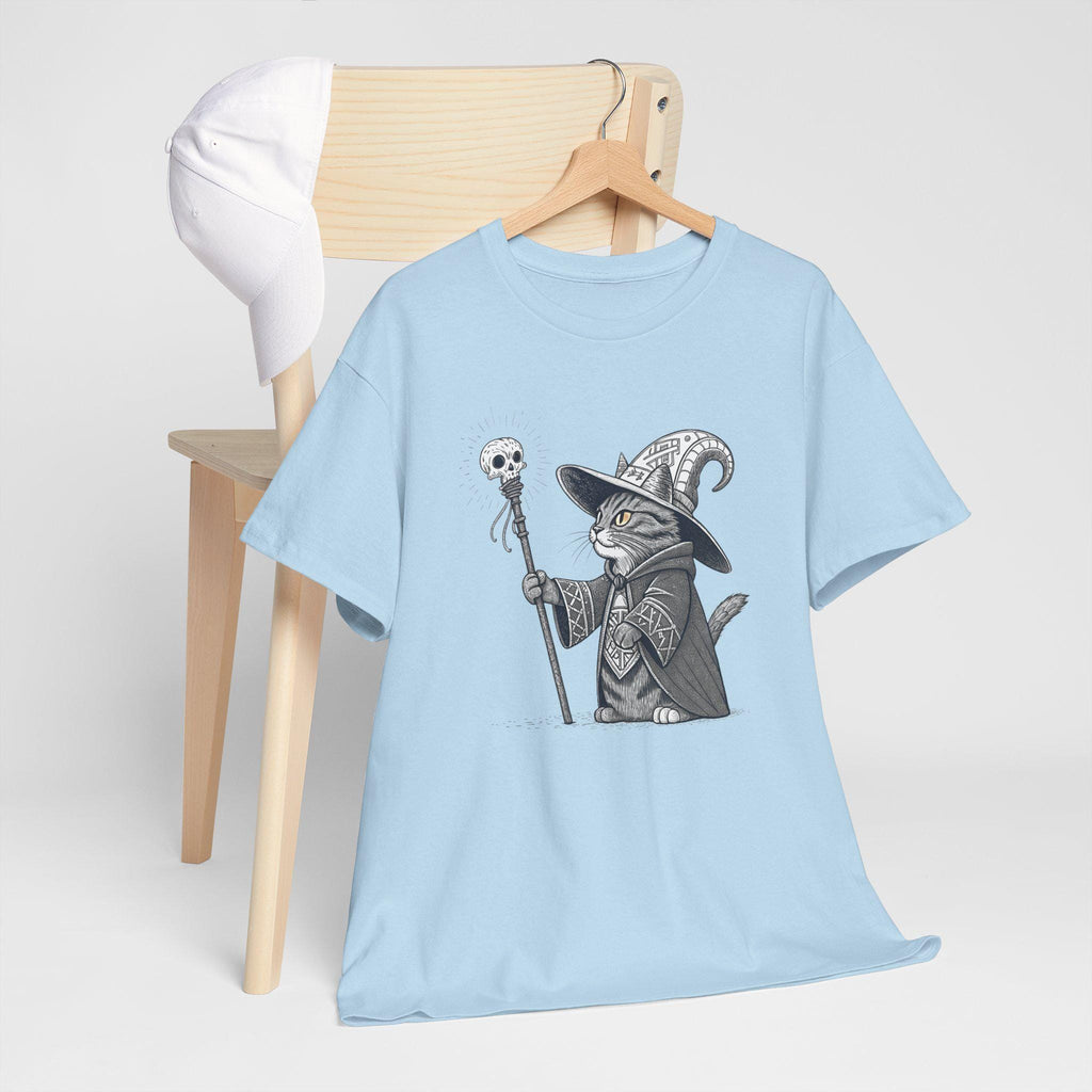 Necromancer Kitten Graphic Tee: Gothic Fantasy Cat Shirt