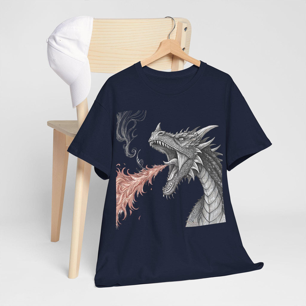 Vintage Dragon Graphic Shirt: Hand-Drawn Fantasy Art