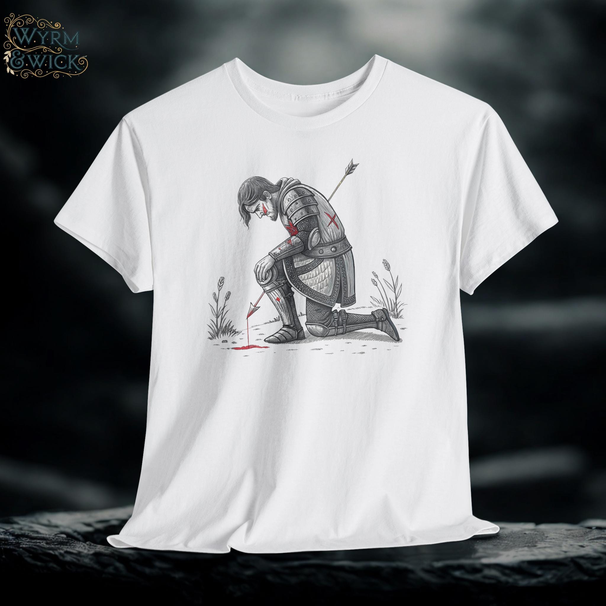 Fantasy Knight Arrow Tee: Medieval Graphic T-Shirt