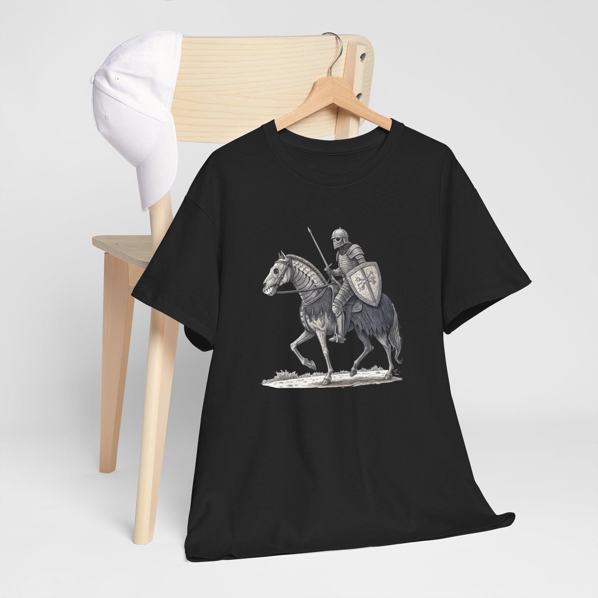 Undead Knight & Horse Graphic Tee: Fantasy Gothic T-Shirt