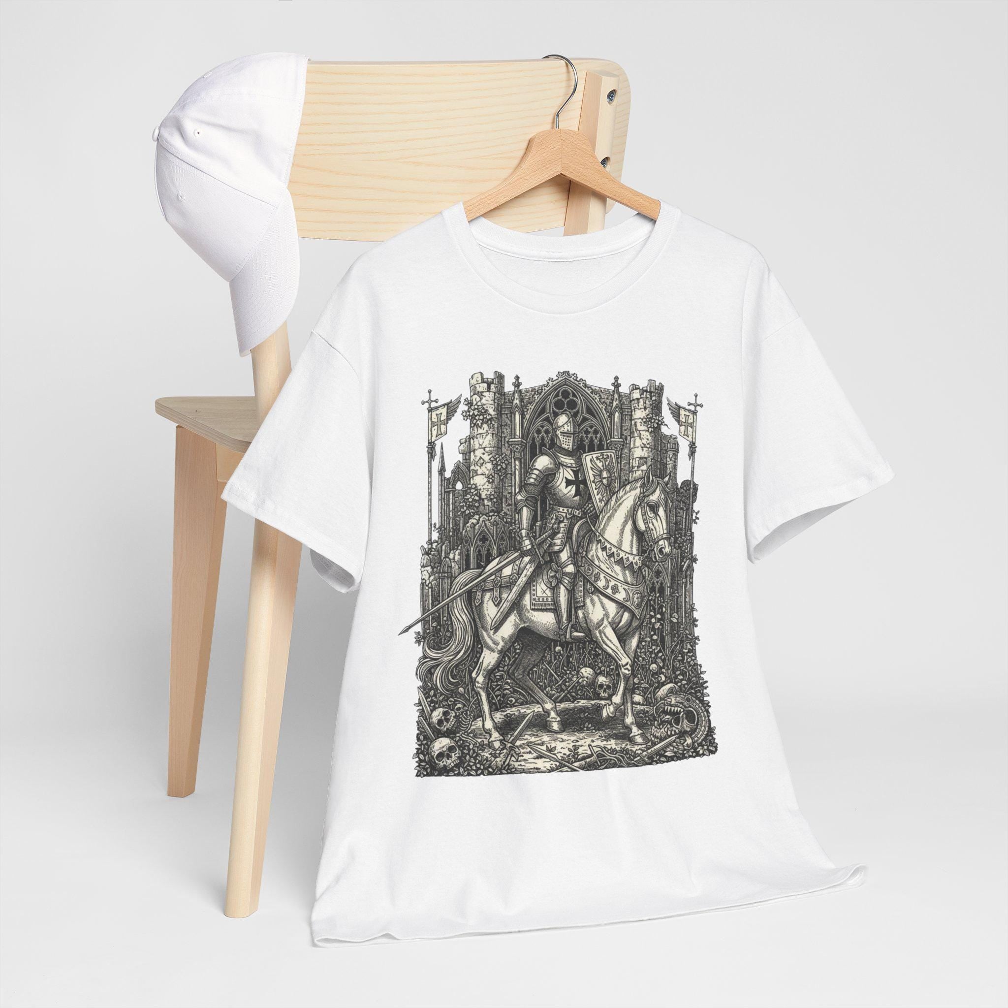 Knight Cavalry Riding Horse T-Shirt | Castlecore Medieval Armor Graphic Tee