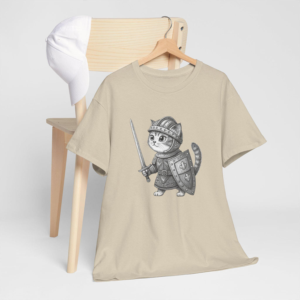 Armored Cat T-Shirt: Medieval Kitten Fantasy Graphic Tee