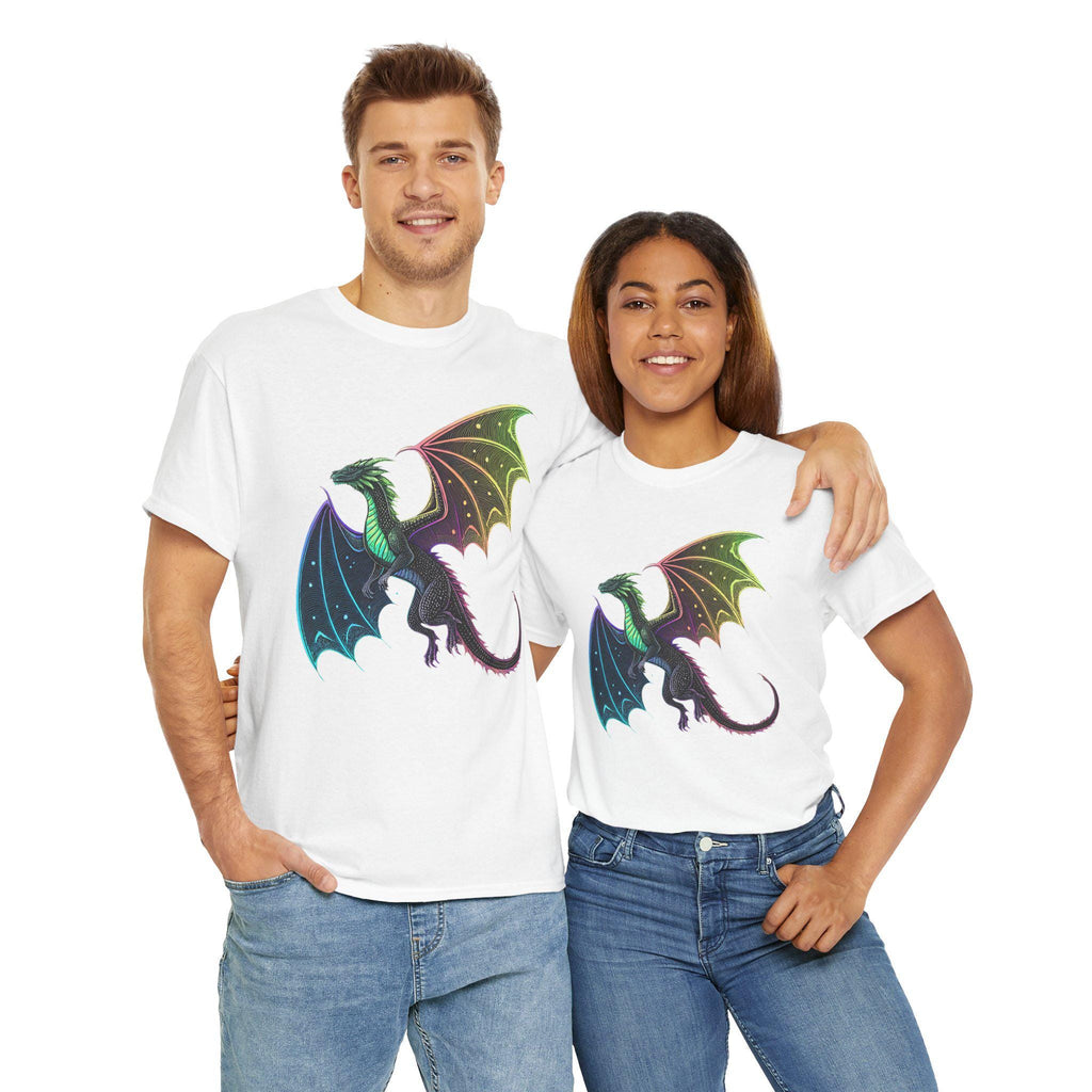 Cosmic Neon Dragon T-Shirt: Castlecore Medieval Fantasy Tee