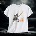 Flaming Sword Knight Graphic Tee: Medieval Armor Warrior Shirt