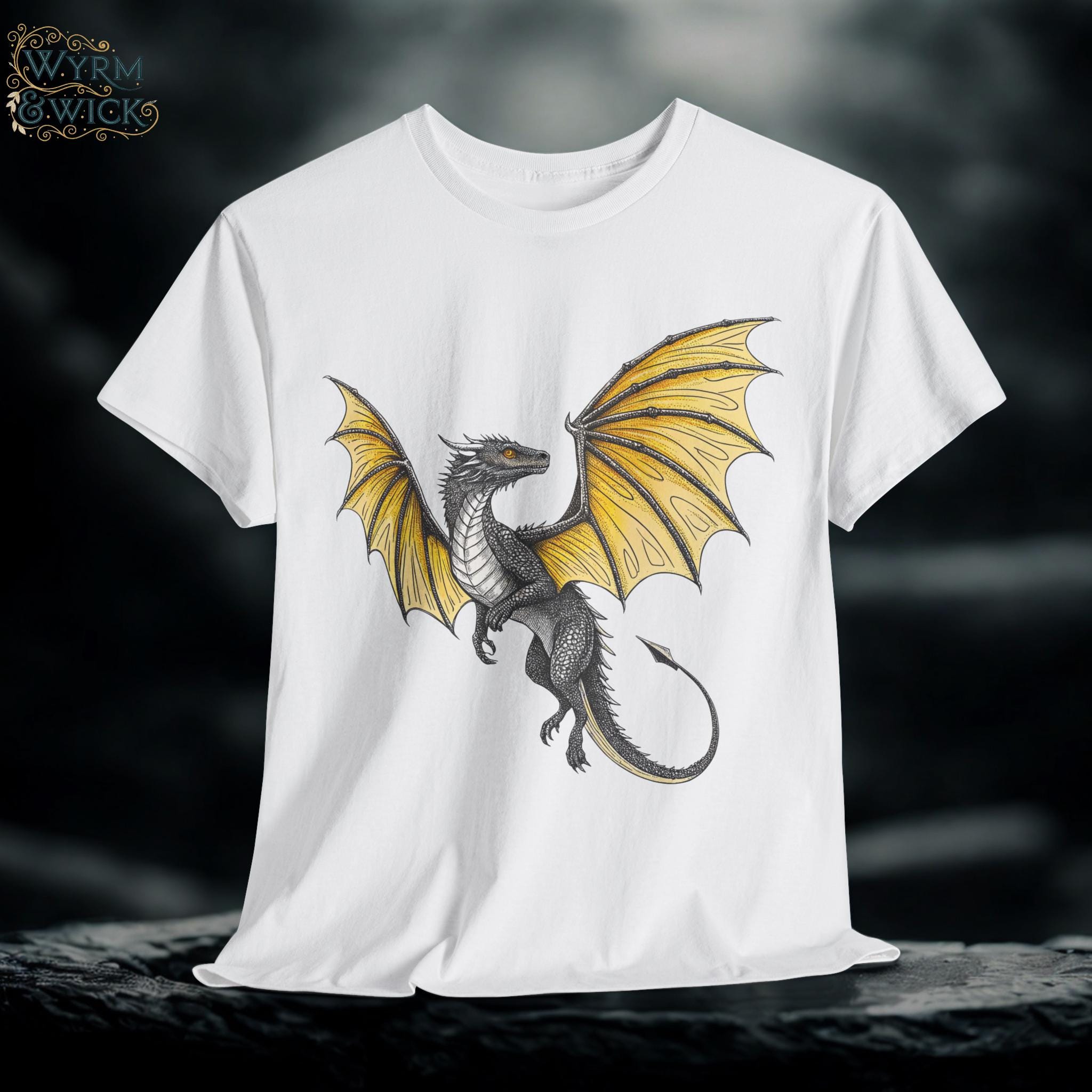 Yellow Dragon Graphic Tee: Medieval Fantasy Unisex T-Shirt