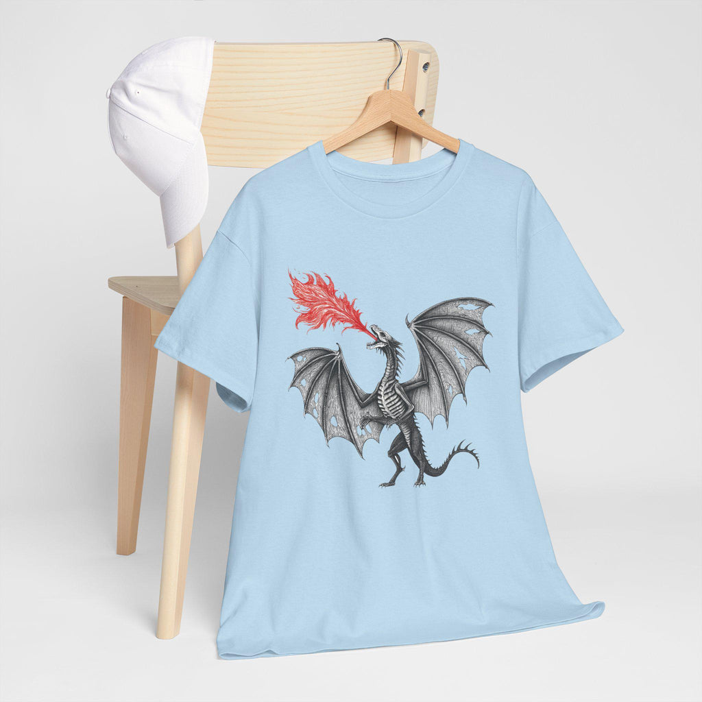 Skeleton Dragon Graphic Tee: Gothic Fantasy Cotton Shirt