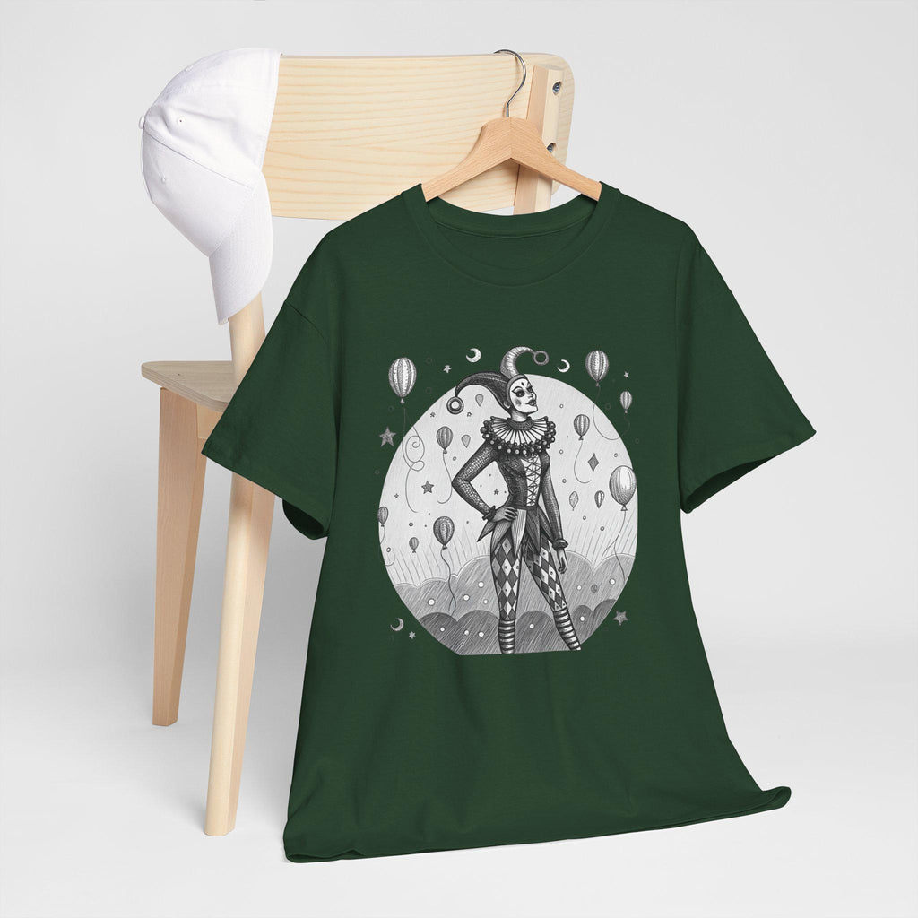 Female Harlequin Jester Graphic Tee: Medieval Renaissance Costume
