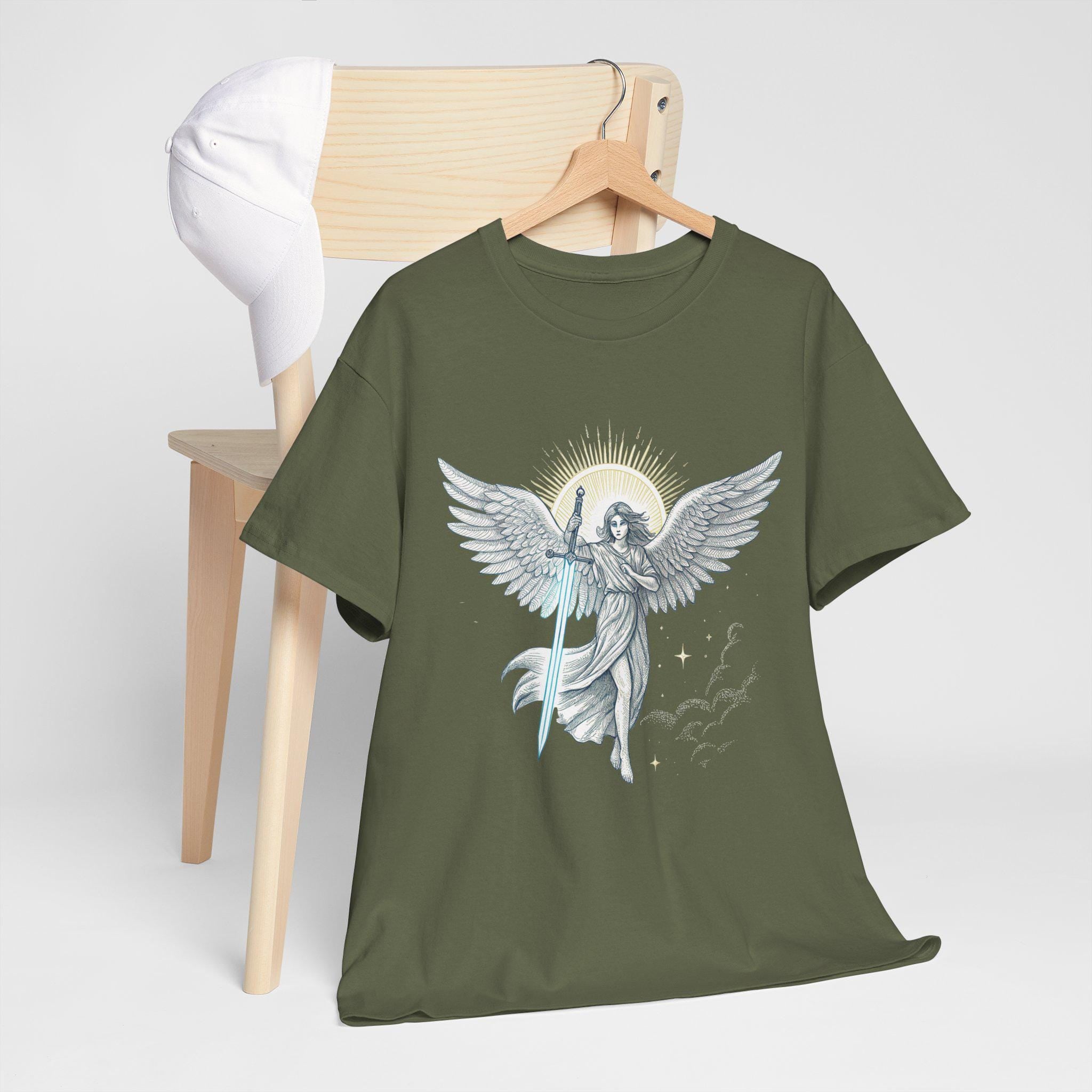 Ethereal Angel Graphic Tee: Hand-Drawn Fantasy Design