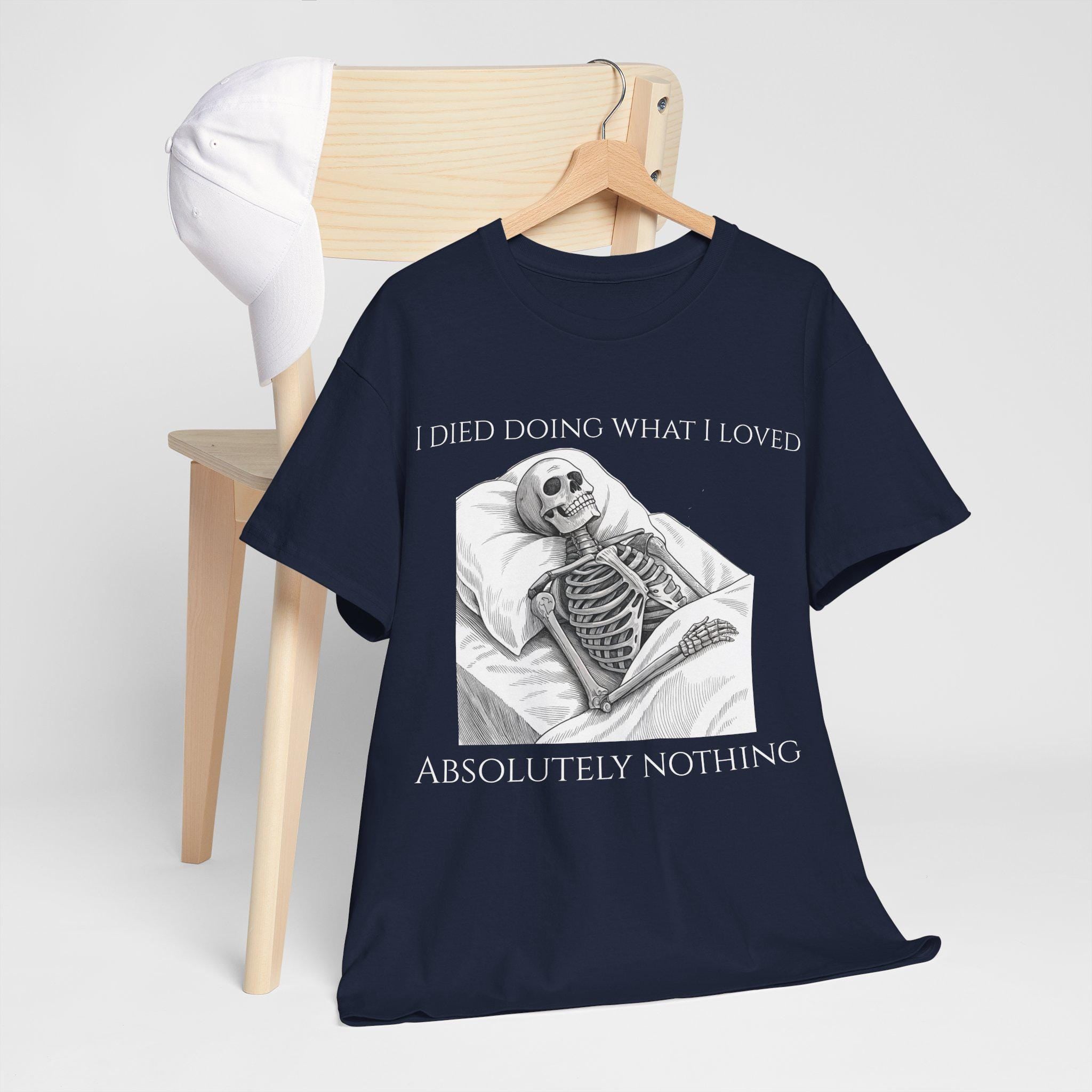 Funny Gothic Skeleton Graphic T-Shirt: Dark Humor Novelty Tee