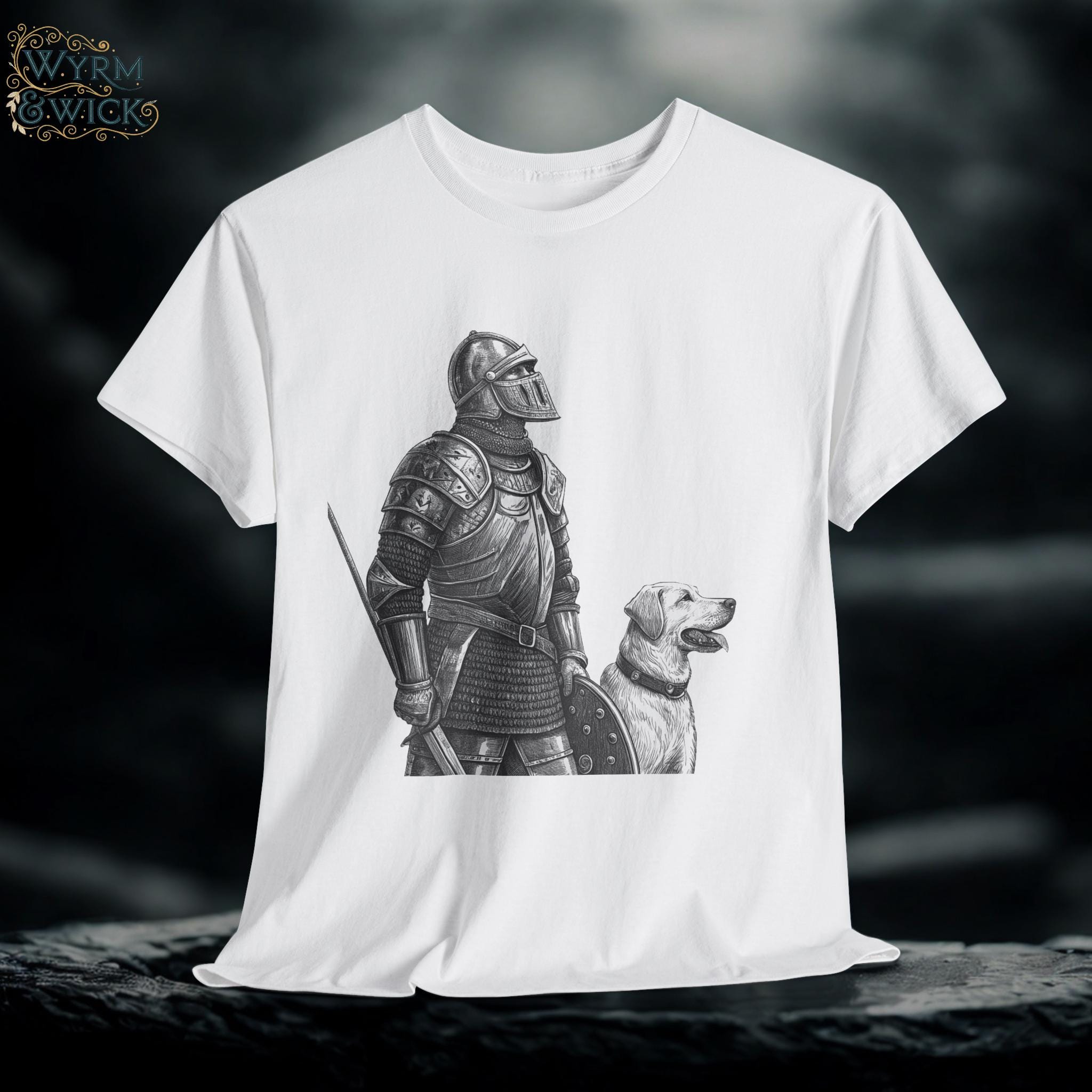 Fantasy Knight Graphic Tee: Medieval Armor Cosplay Shirt