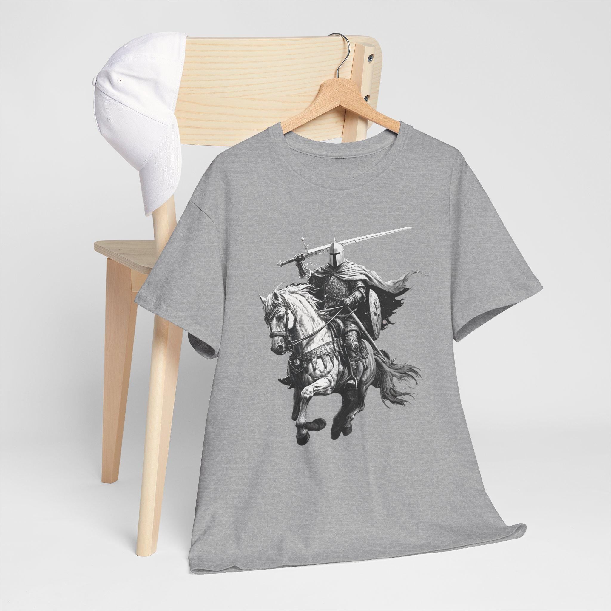 Medieval Knight on Horseback T-Shirt | Hand-Drawn Fantasy Graphic Tee