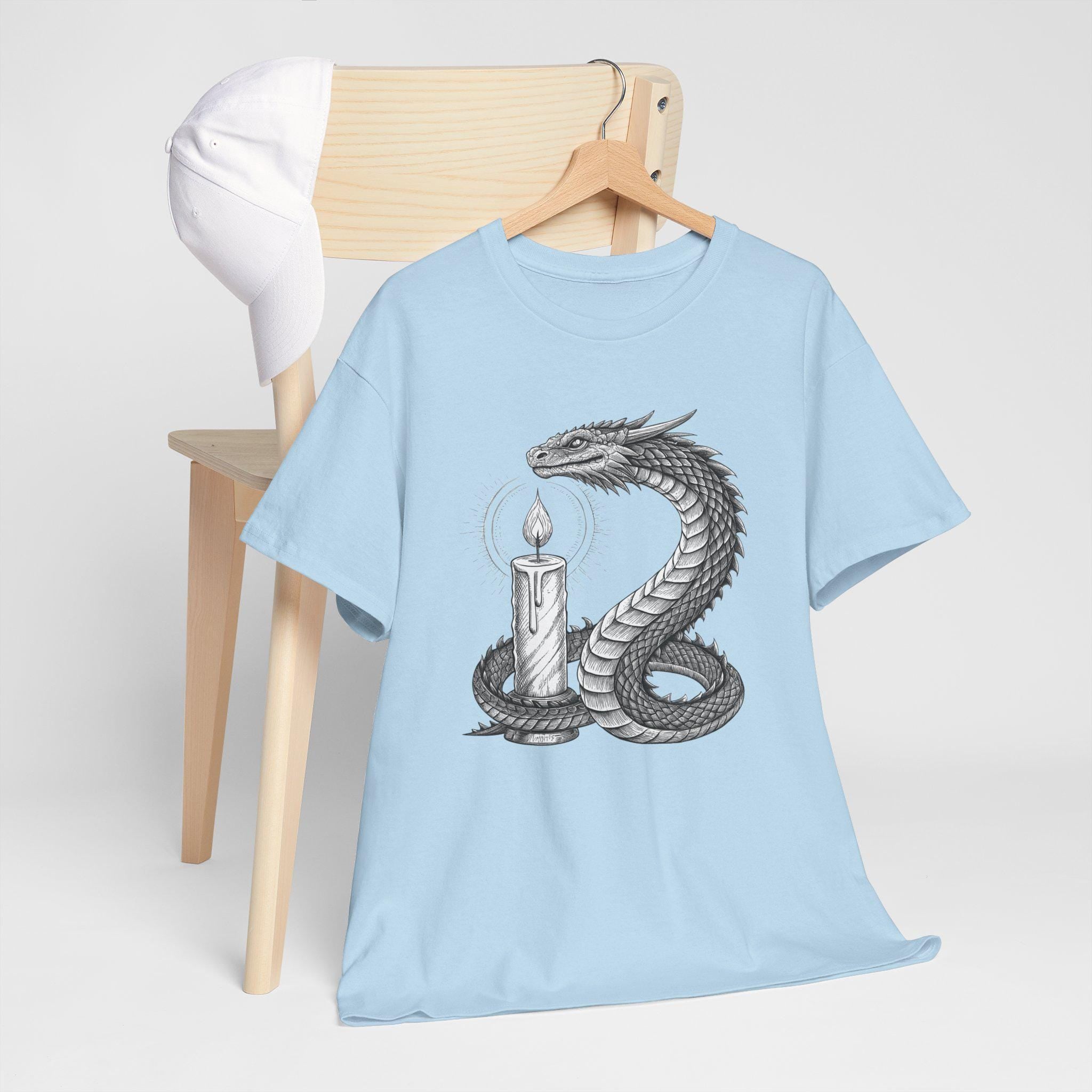 Medieval Dragon Graphic Tee: Hand-Drawn Fantasy T-Shirt