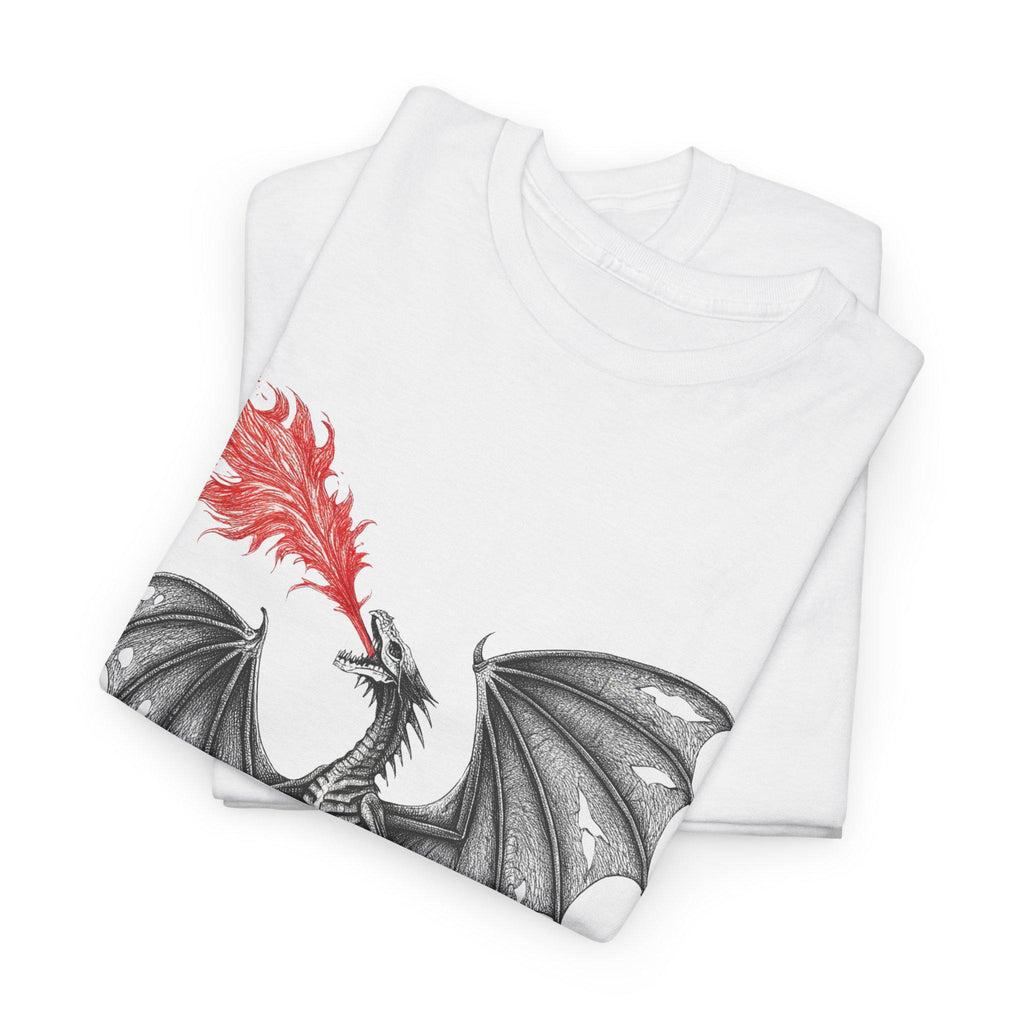 Skeleton Dragon Graphic Tee: Gothic Fantasy Cotton Shirt