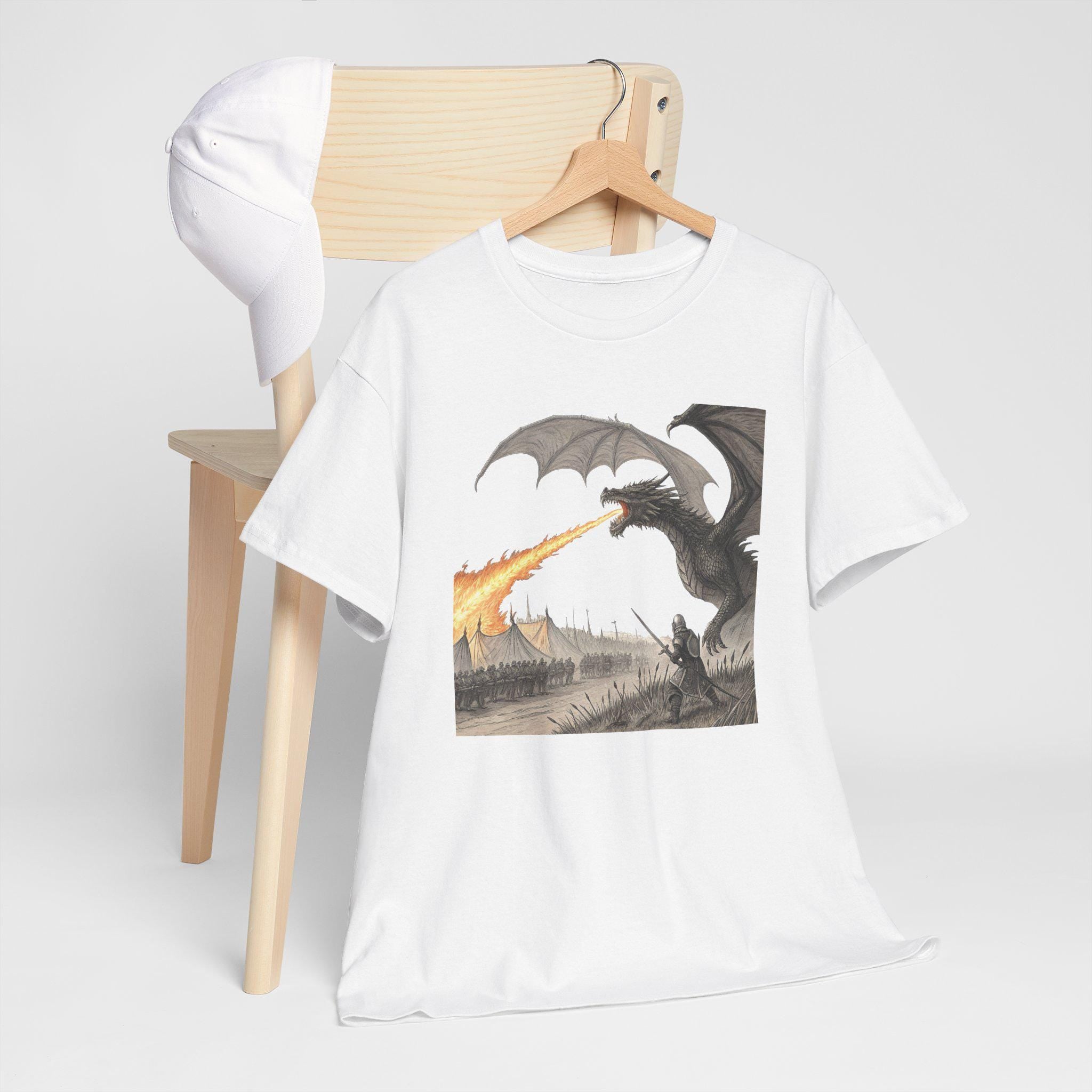 Dragon's Fire Graphic Tee: Mythical Cotton Dragon Shirt