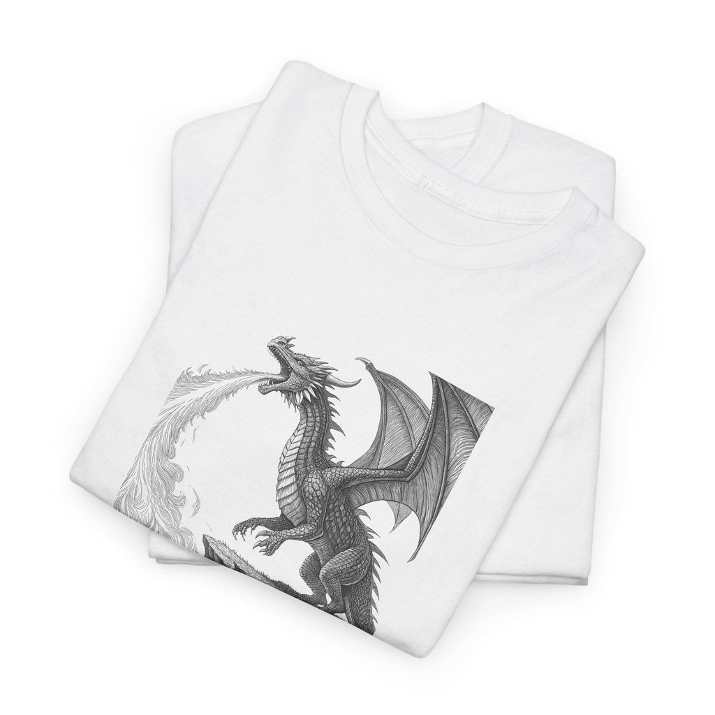 Dragon Breathing Fire Graphic Tee: Unisex Fantasy T-Shirt