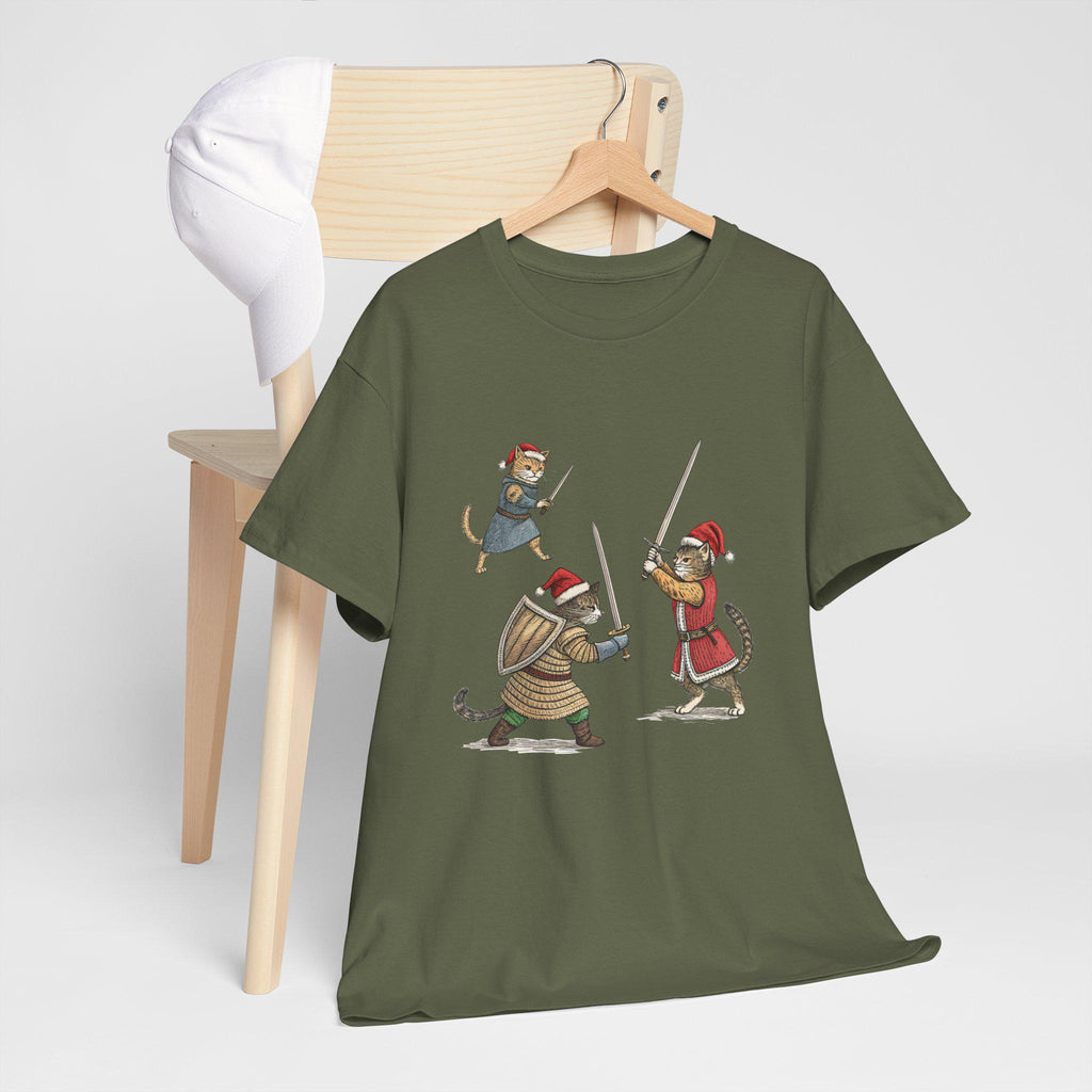 Christmas Medieval Cats Graphic Tee, Holiday Feline Shirt