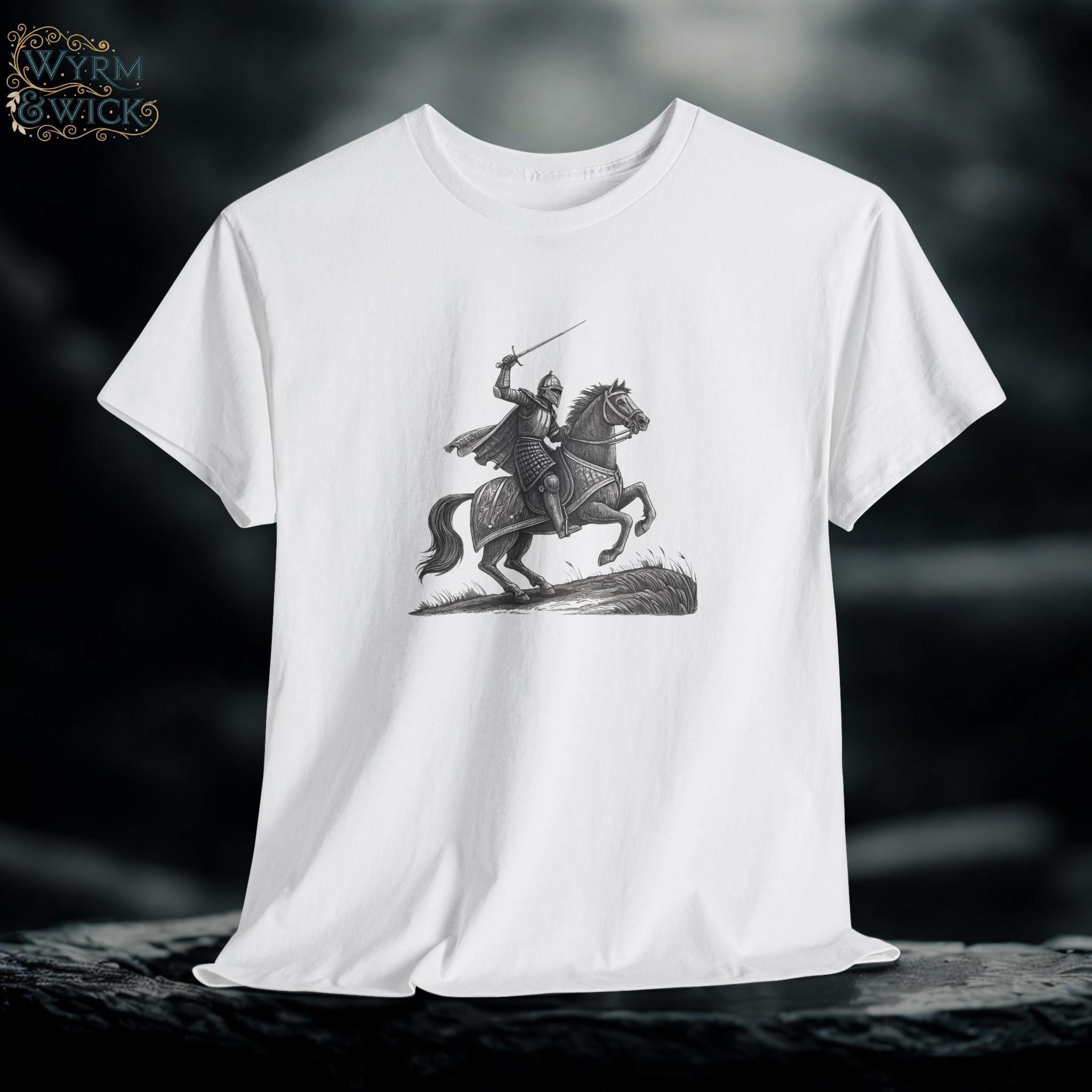 Knight on Horseback Graphic Tee: Medieval Horse Rider T-Shirt