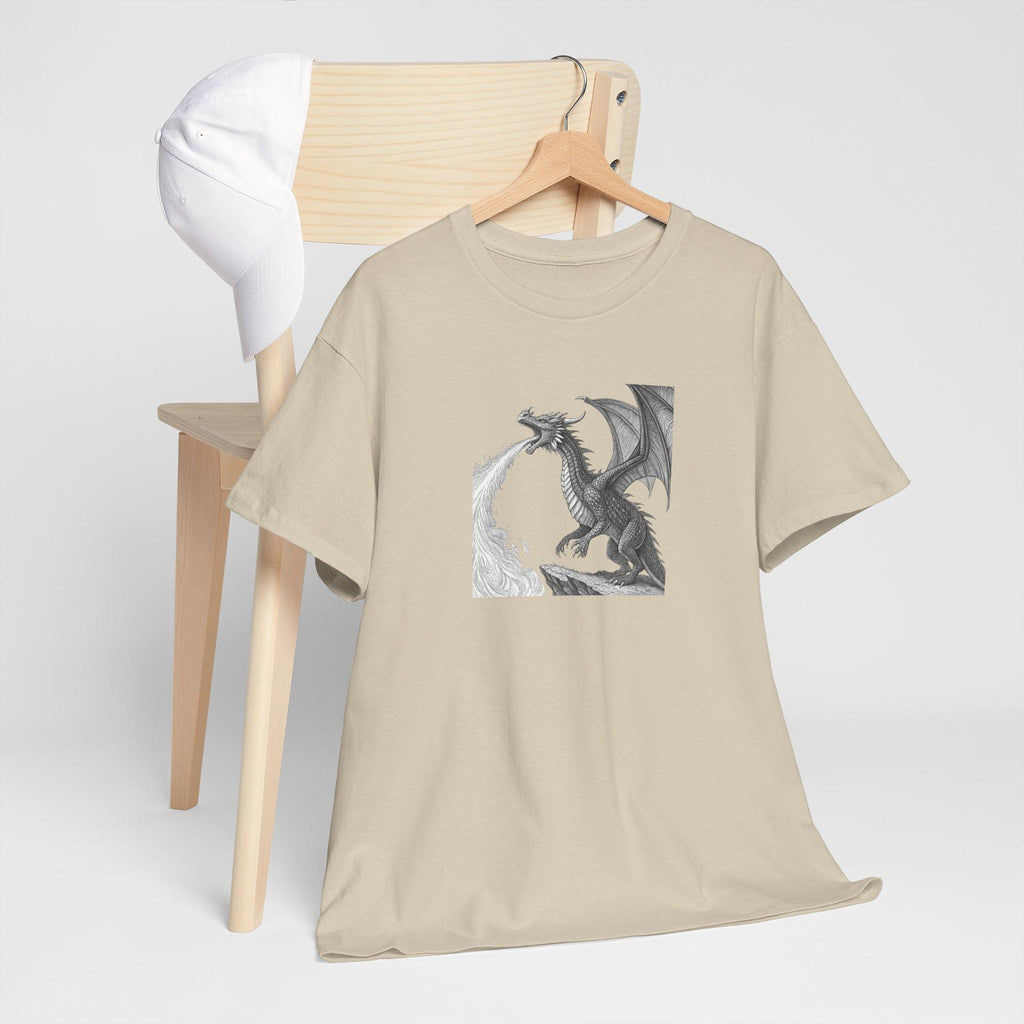 Dragon Breathing Fire Graphic Tee: Unisex Fantasy T-Shirt
