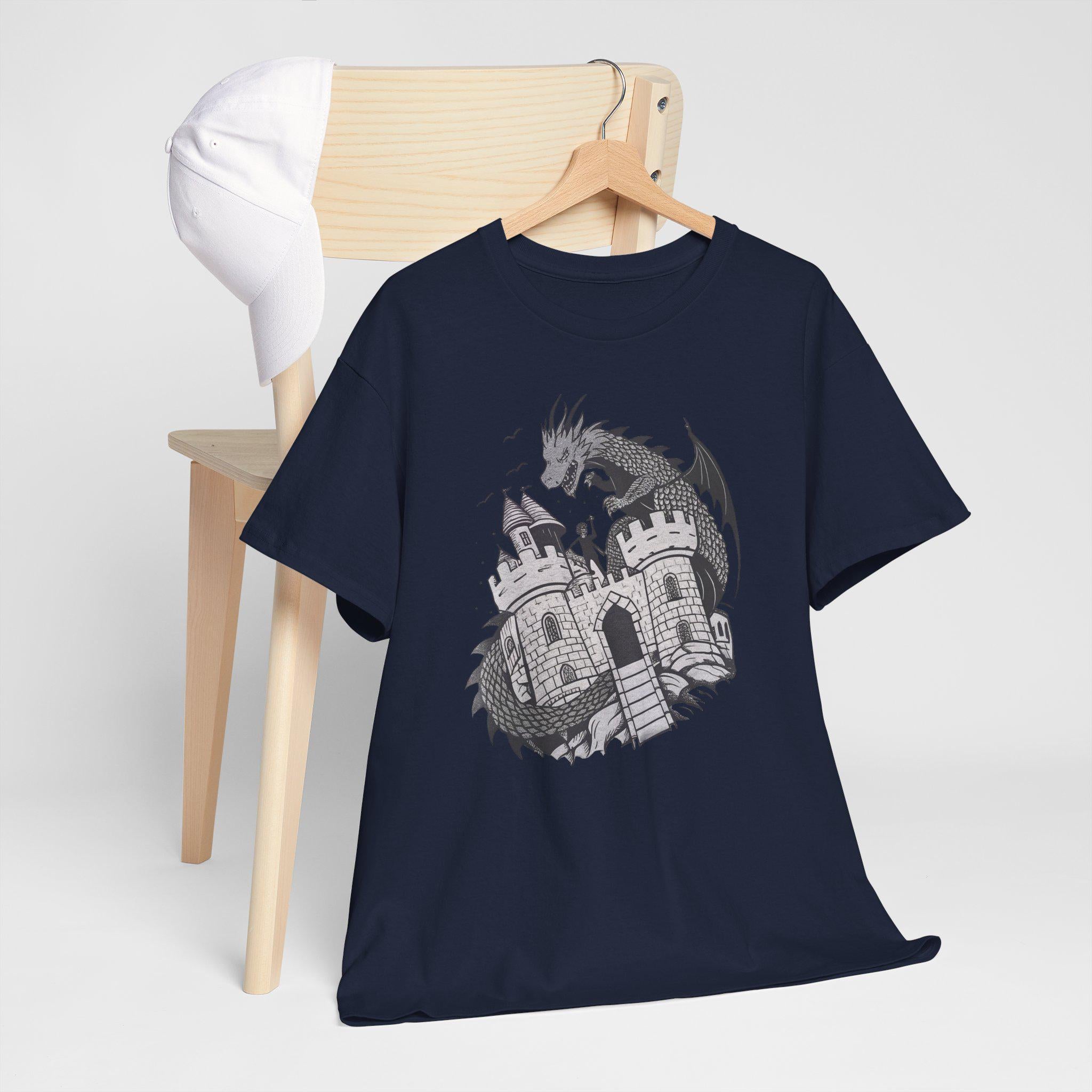 Dragon Castle Graphic Tee: Medieval Fantasy Shirt