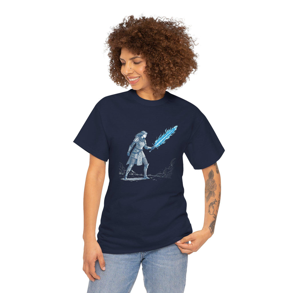 Female Knight T-Shirt: Medieval Sword Fantasy Graphic Tee