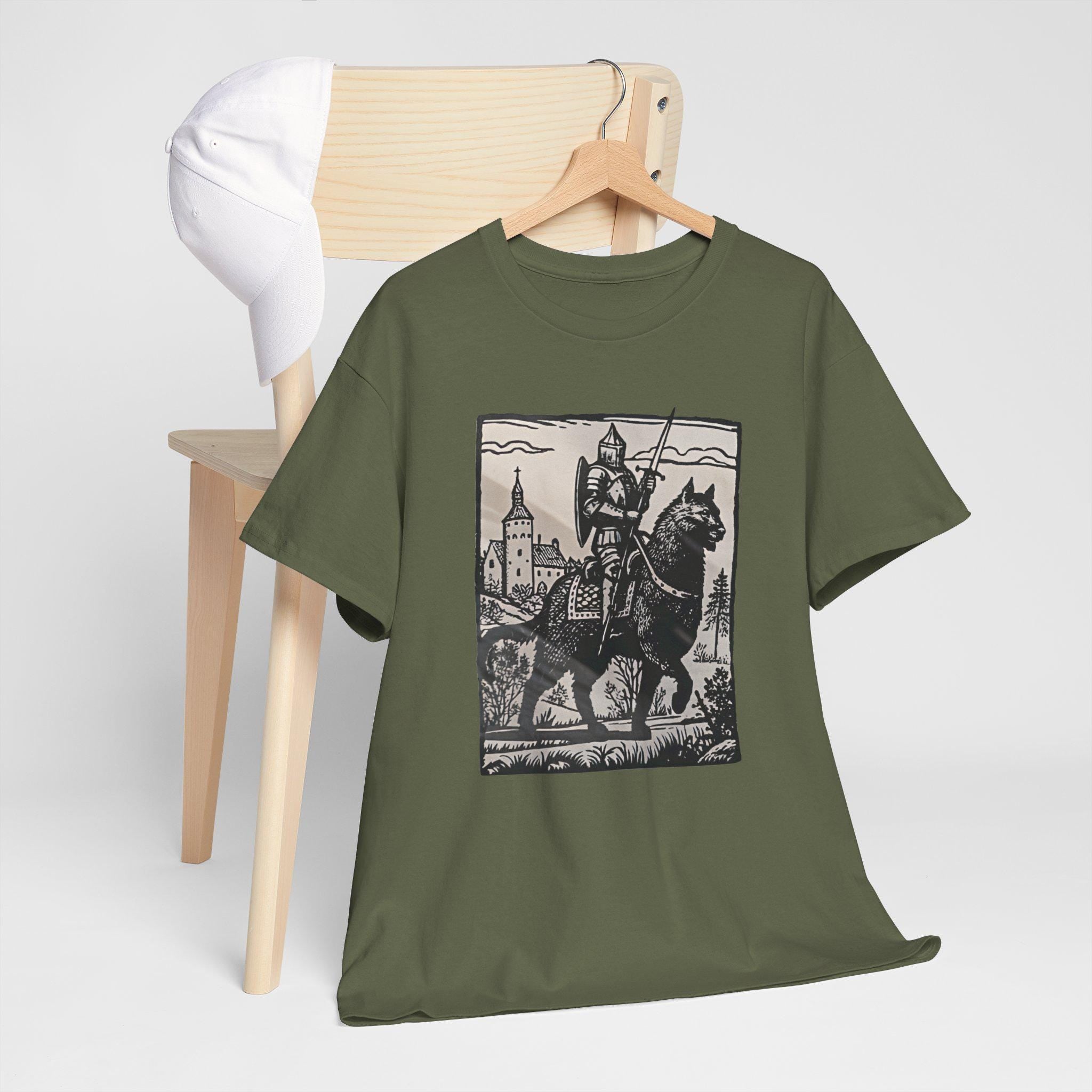 Knight Riding Cat T-Shirt: Castlecore Medieval Graphic Tee