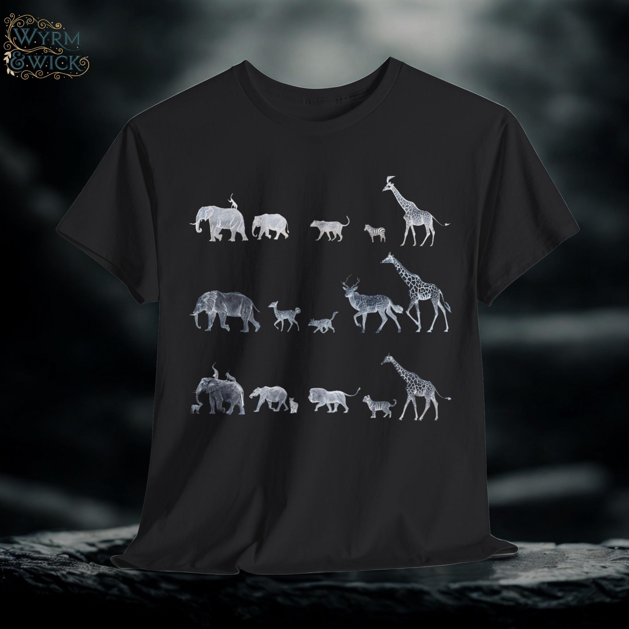 Ethereal Animal Kingdom Graphic Tee: Mythical Animalcore Fashion