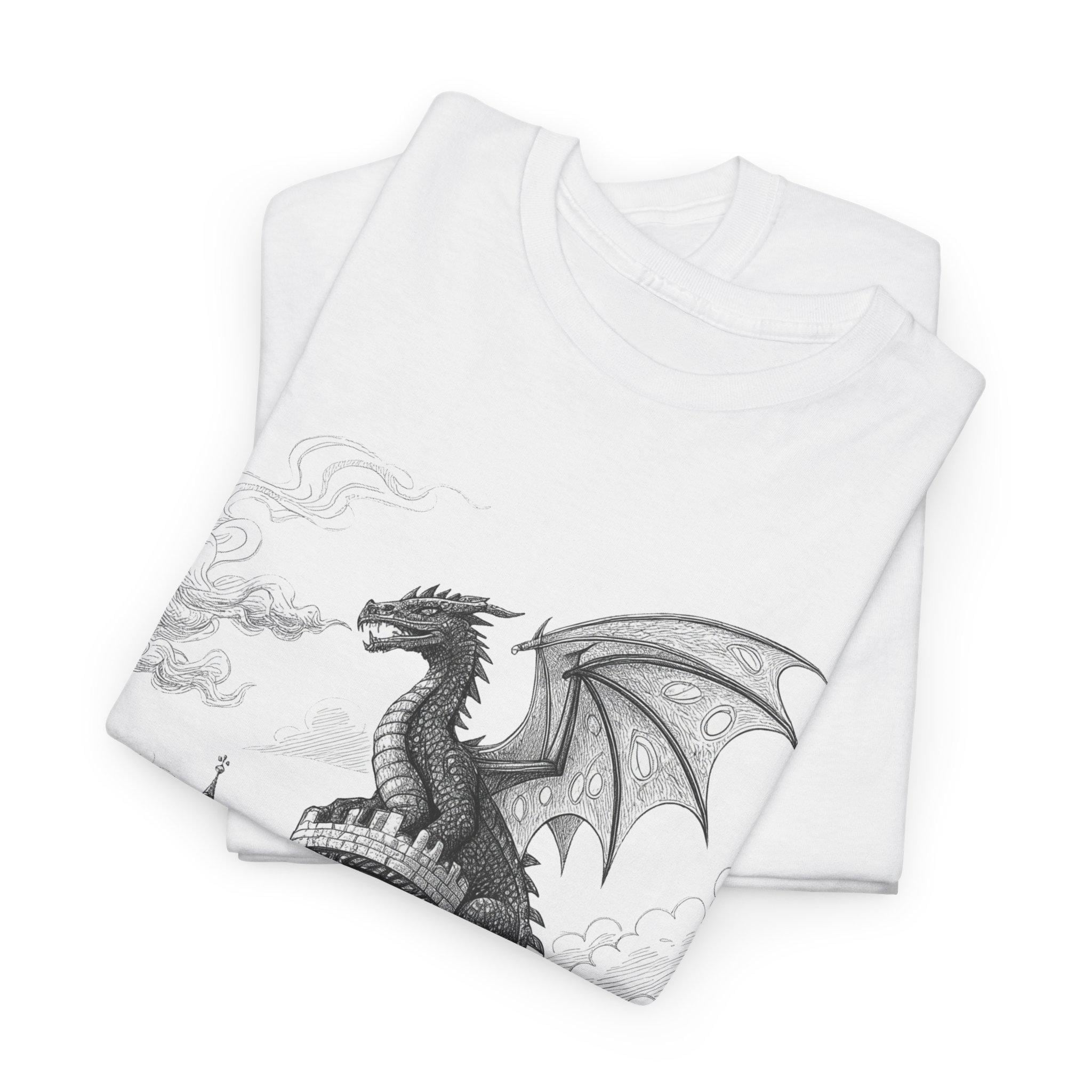 Dragon Castle Graphic Tee: Dungeons and Dragons Cotton T-Shirt