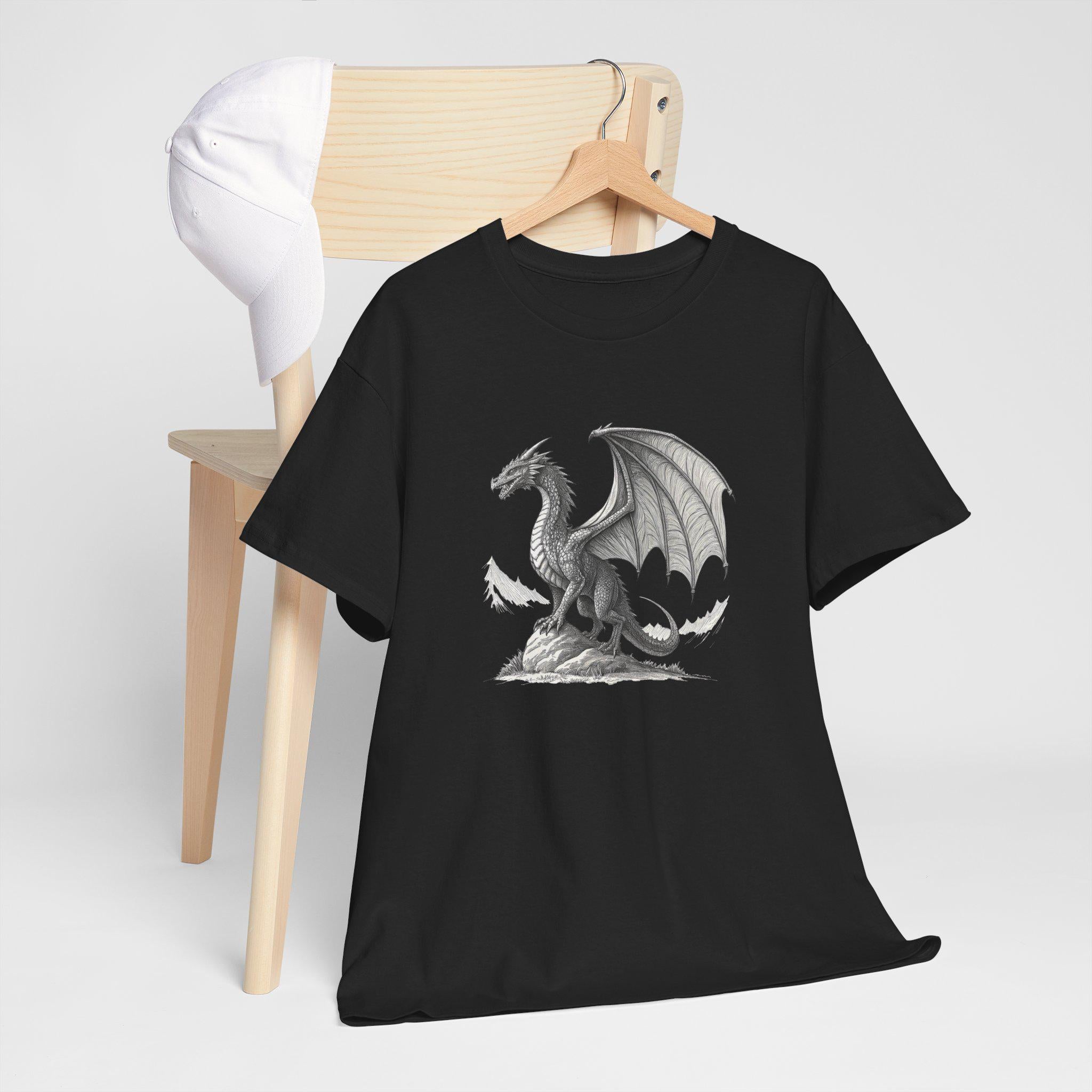 Dragon Cliff Graphic Tee: Unisex Cotton Fantasy T-Shirt