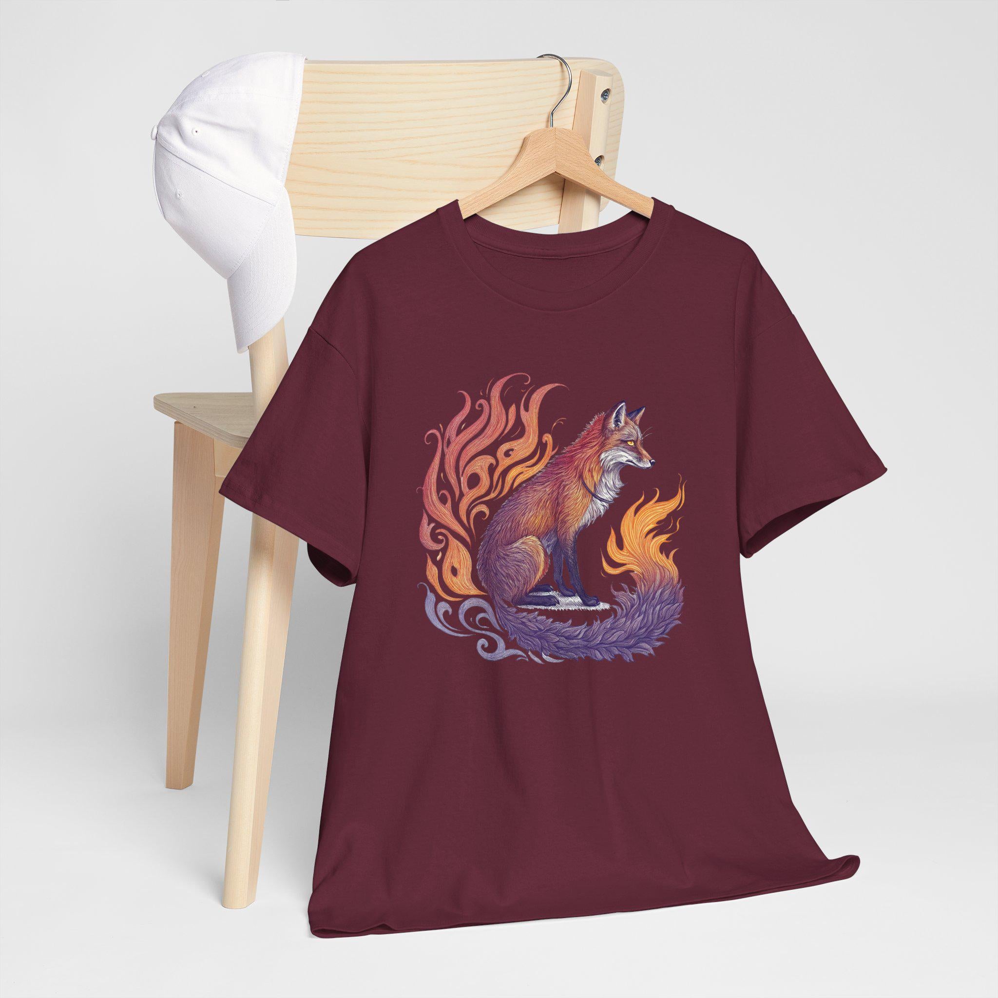 Mystical Fox Graphic Tee: Flamebound Fantasy Unisex T-Shirt