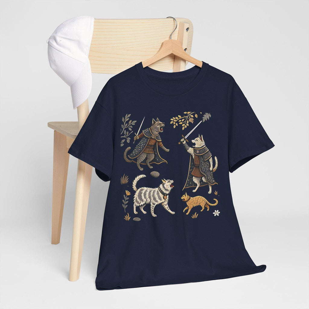 Medieval Cats and Dogs Graphic Tee: Castlecore Gothic Fantasy Shirt