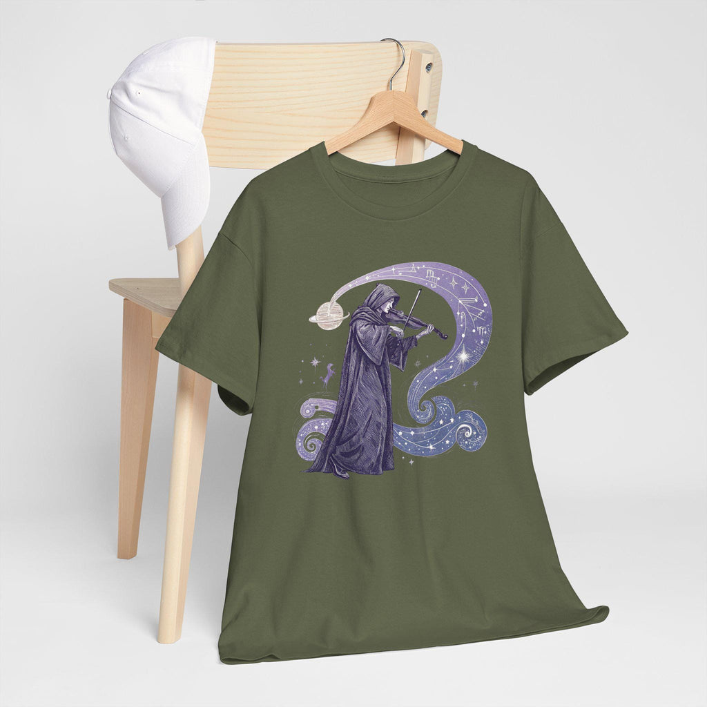 Mystical Violinist Graphic Tee: Star Symphony Unisex T-Shirt