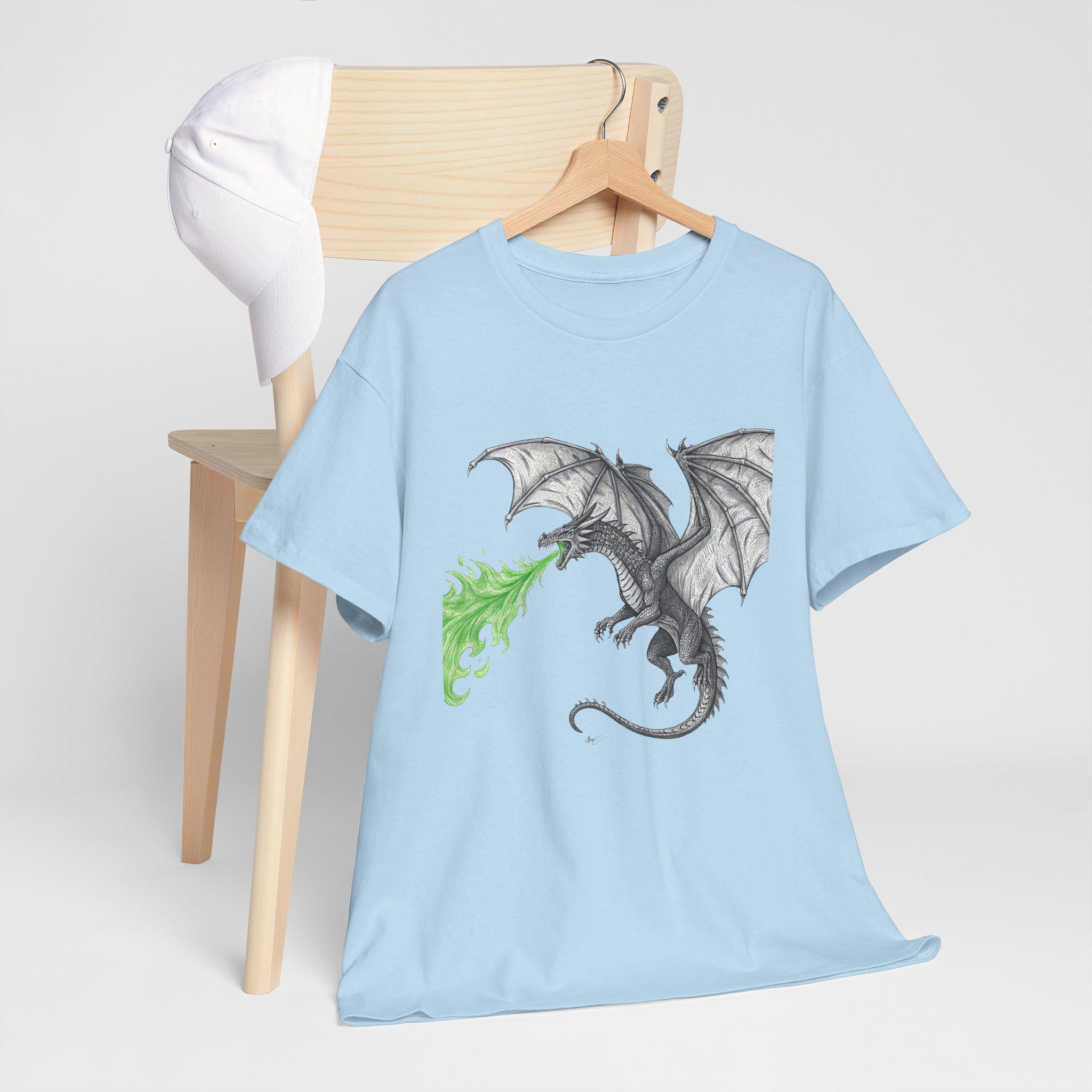 Dragon Breathing Fire Graphic Tee: Medieval Fantasy Unisex T-Shirt