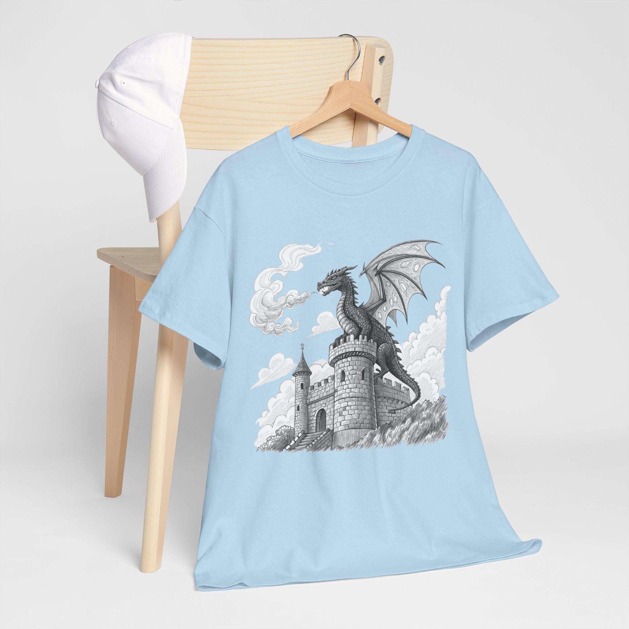 Dragon Castle Graphic Tee: Dungeons and Dragons Cotton T-Shirt
