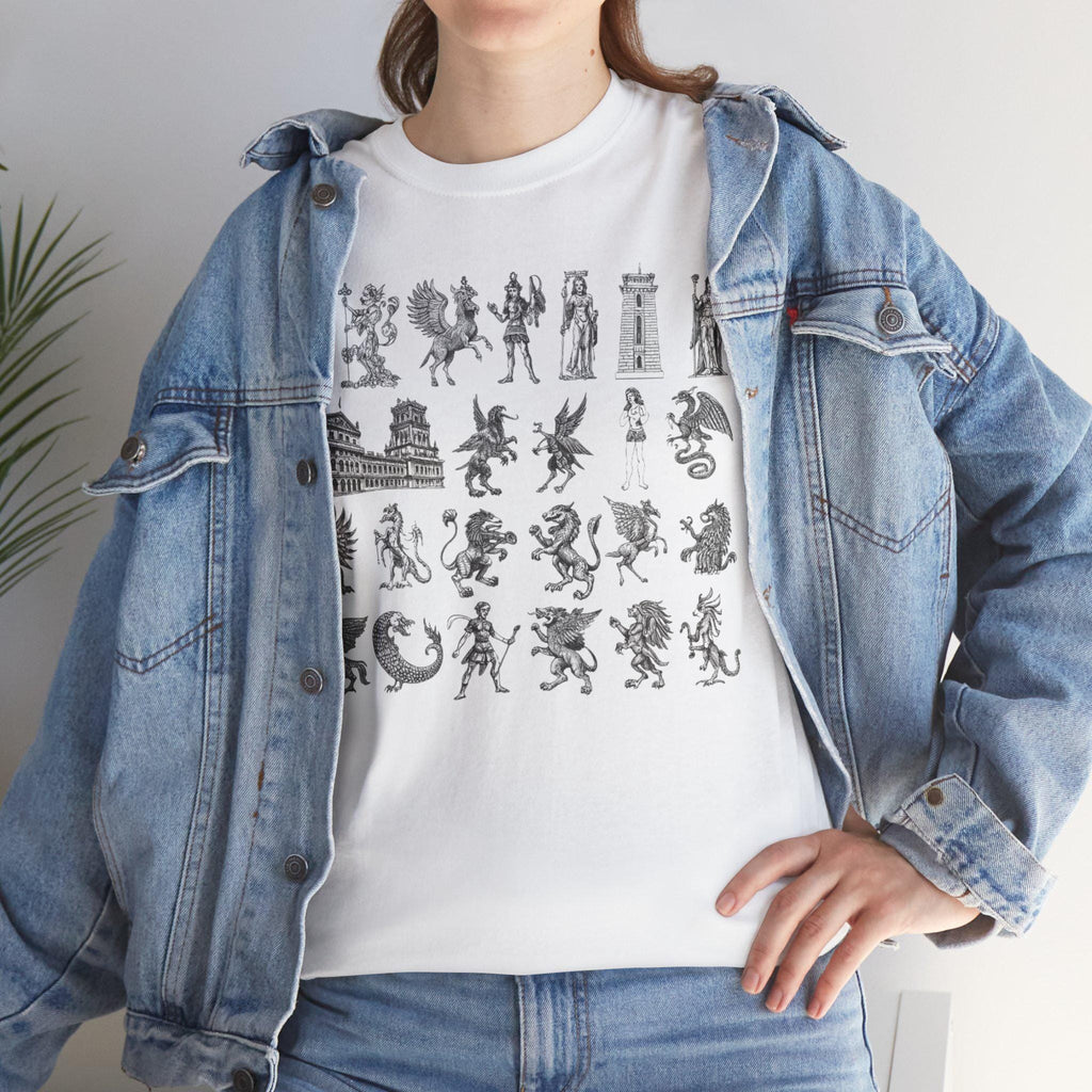 Mythical Creatures Graphic Tee: Medieval Dragon Fantasy Art